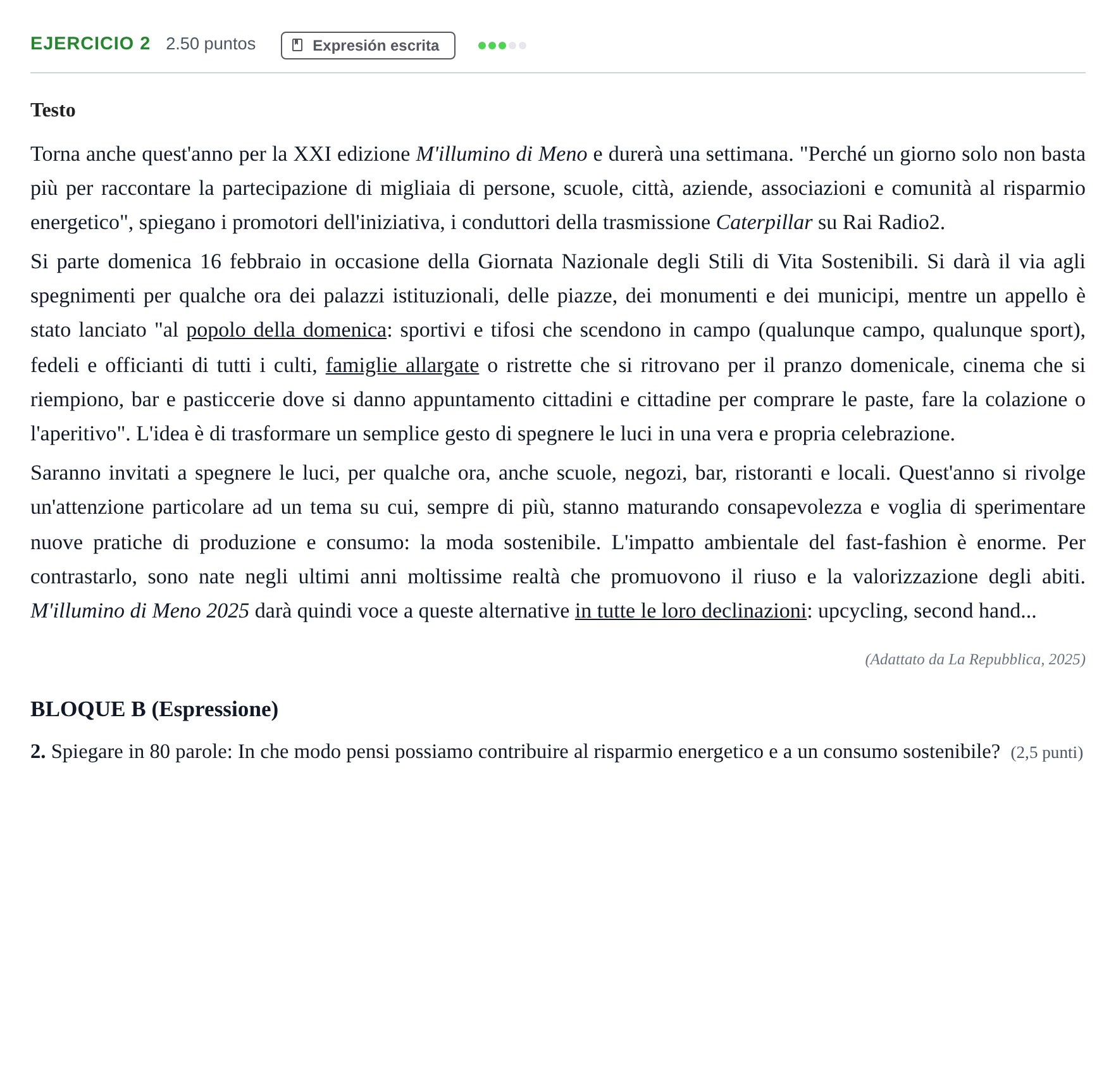Enunciado: Problema 2 · Italiano PAU Andalucía Extraordinaria Suplente 2 2025