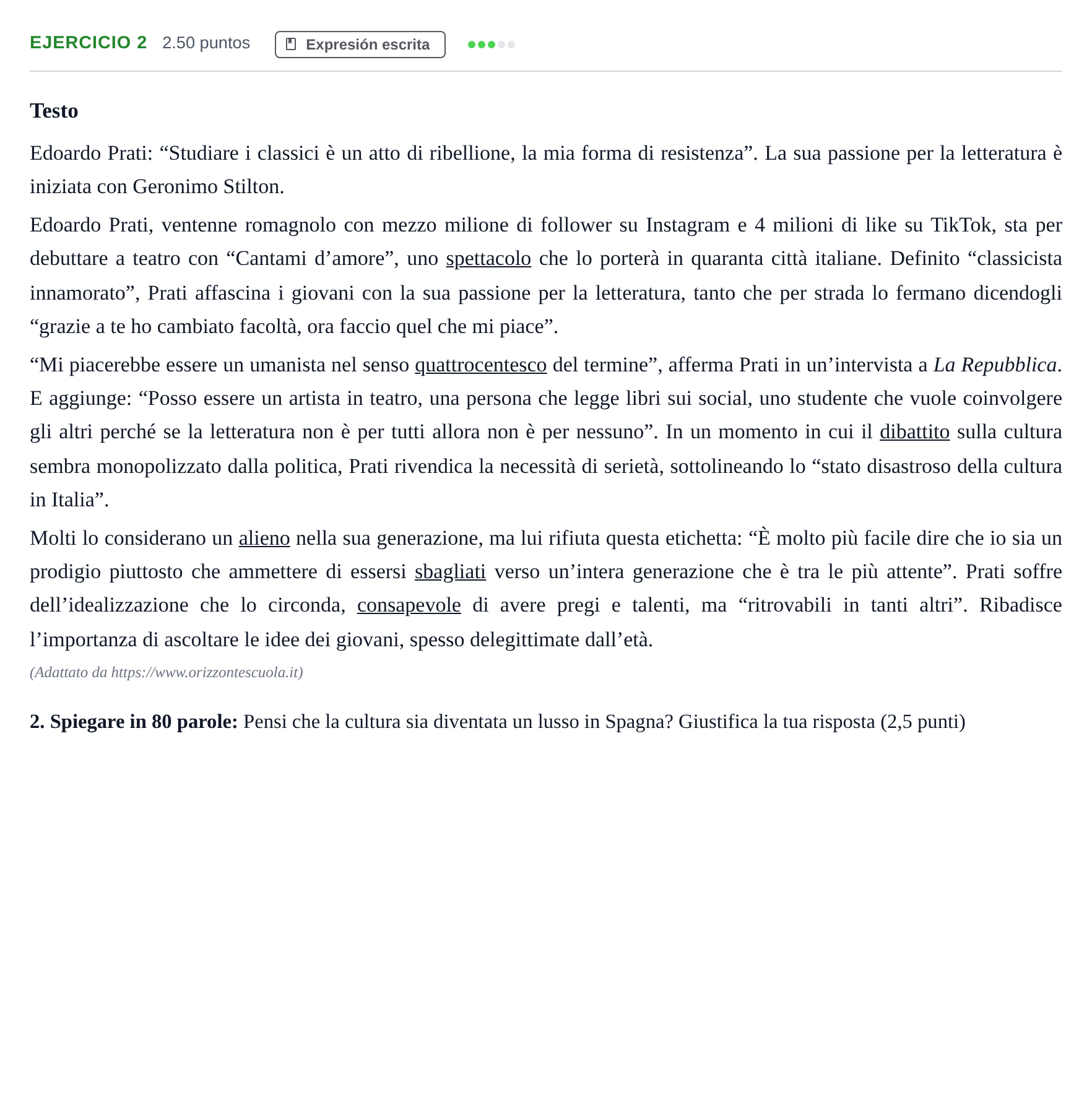 Enunciado: Problema 2 · Italiano PAU Andalucía Ordinaria Suplente 2 2025