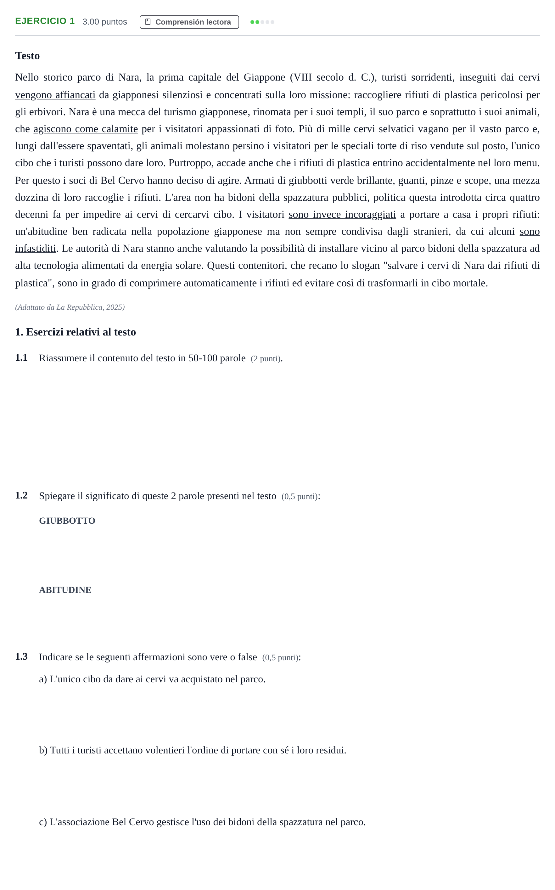 Enunciado: Problema 1 · Italiano PAU Andalucía Ordinaria Titular (Admisión) 2025