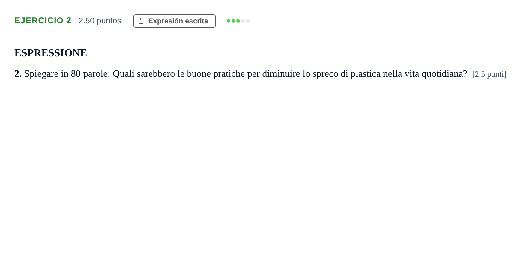 Enunciado: Problema 2 · Italiano PAU Andalucía Ordinaria Titular (Admisión) 2025