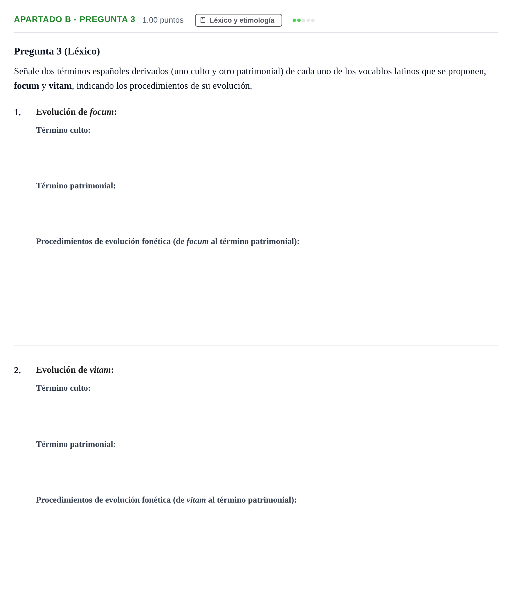 Enunciado: Apartado B - Pregunta 3 · Latín II PAU Andalucía Extraordinaria Suplente 1 2025