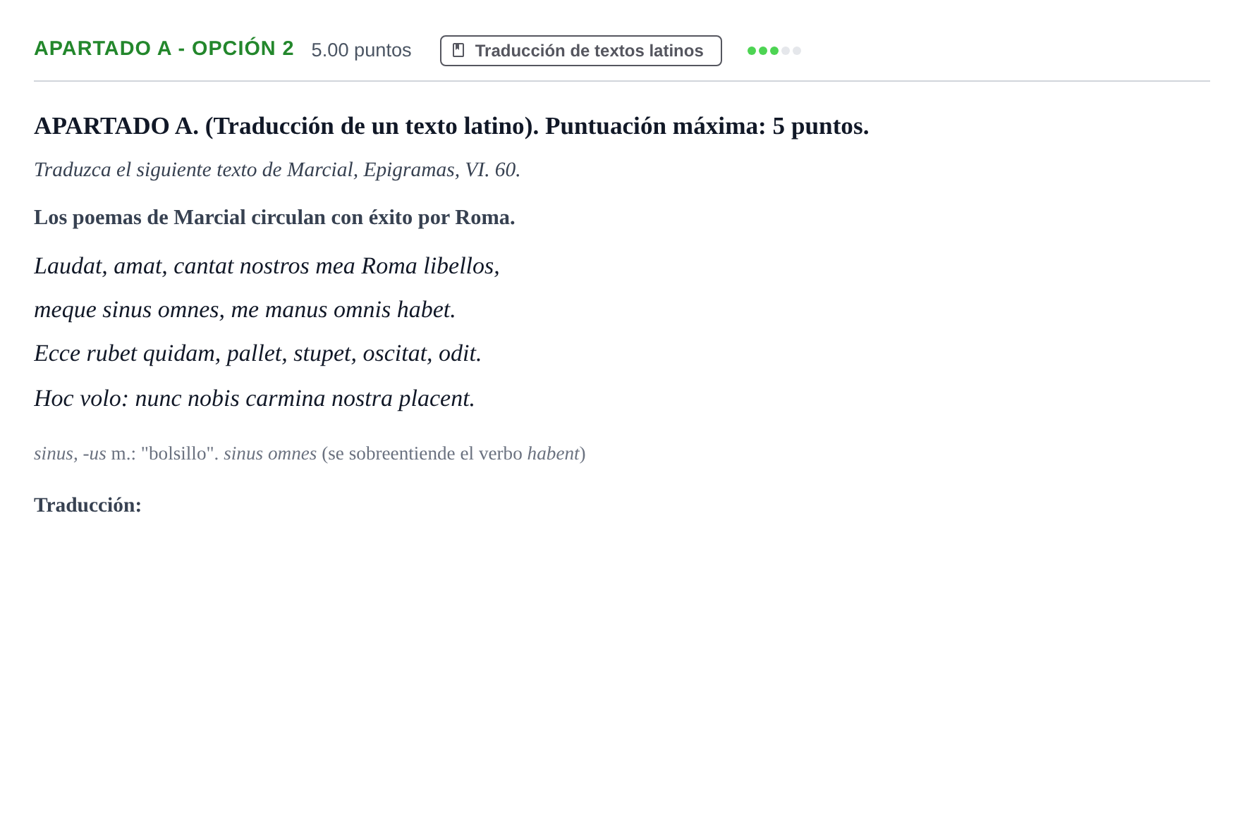 Enunciado: Apartado A - Opción 2 · Latín II PAU Andalucía Extraordinaria Suplente 2 2025