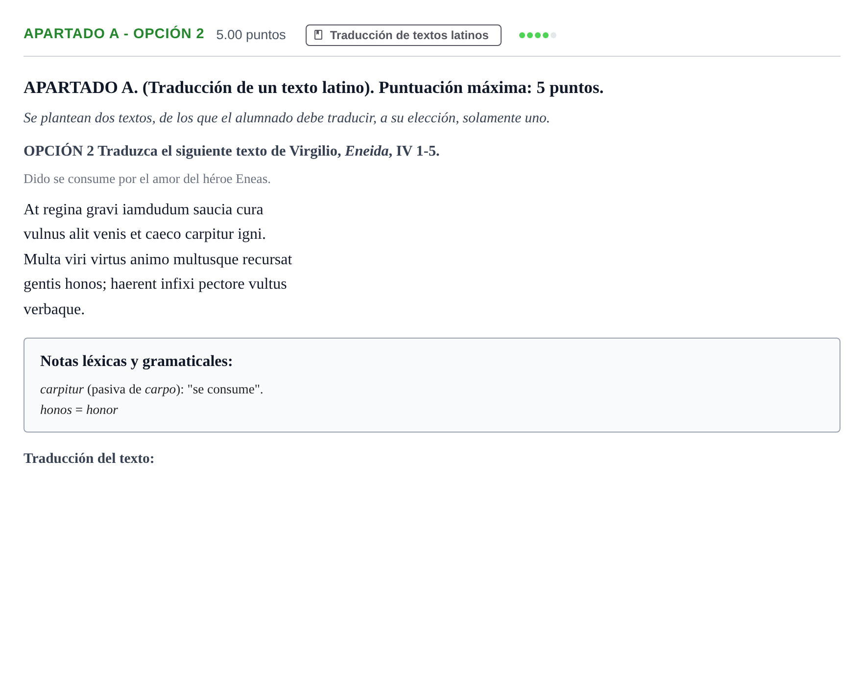 Enunciado: Apartado A - Opción 2 · Latín II PAU Andalucía Extraordinaria Titular 2025