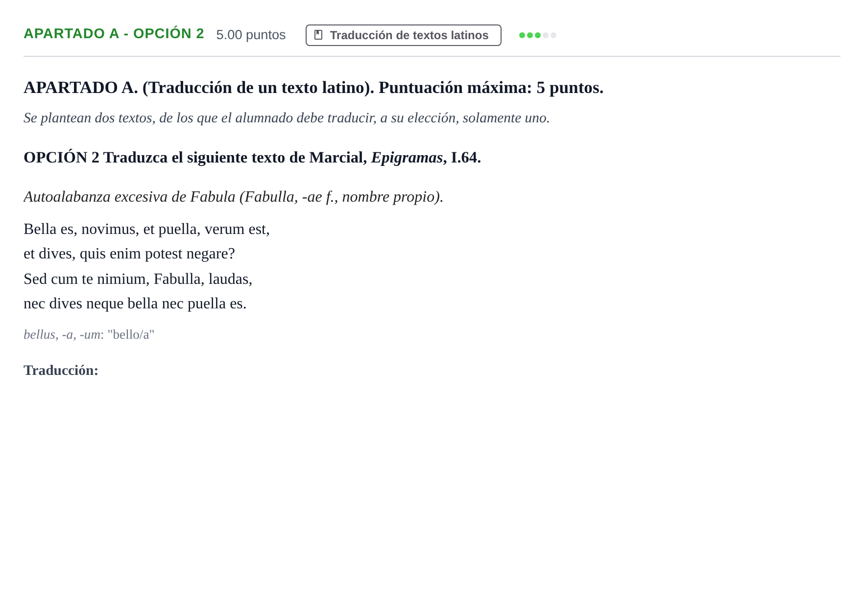 Enunciado: Apartado A - Opción 2 · Latín II PAU Andalucía Ordinaria Suplente 1 2025