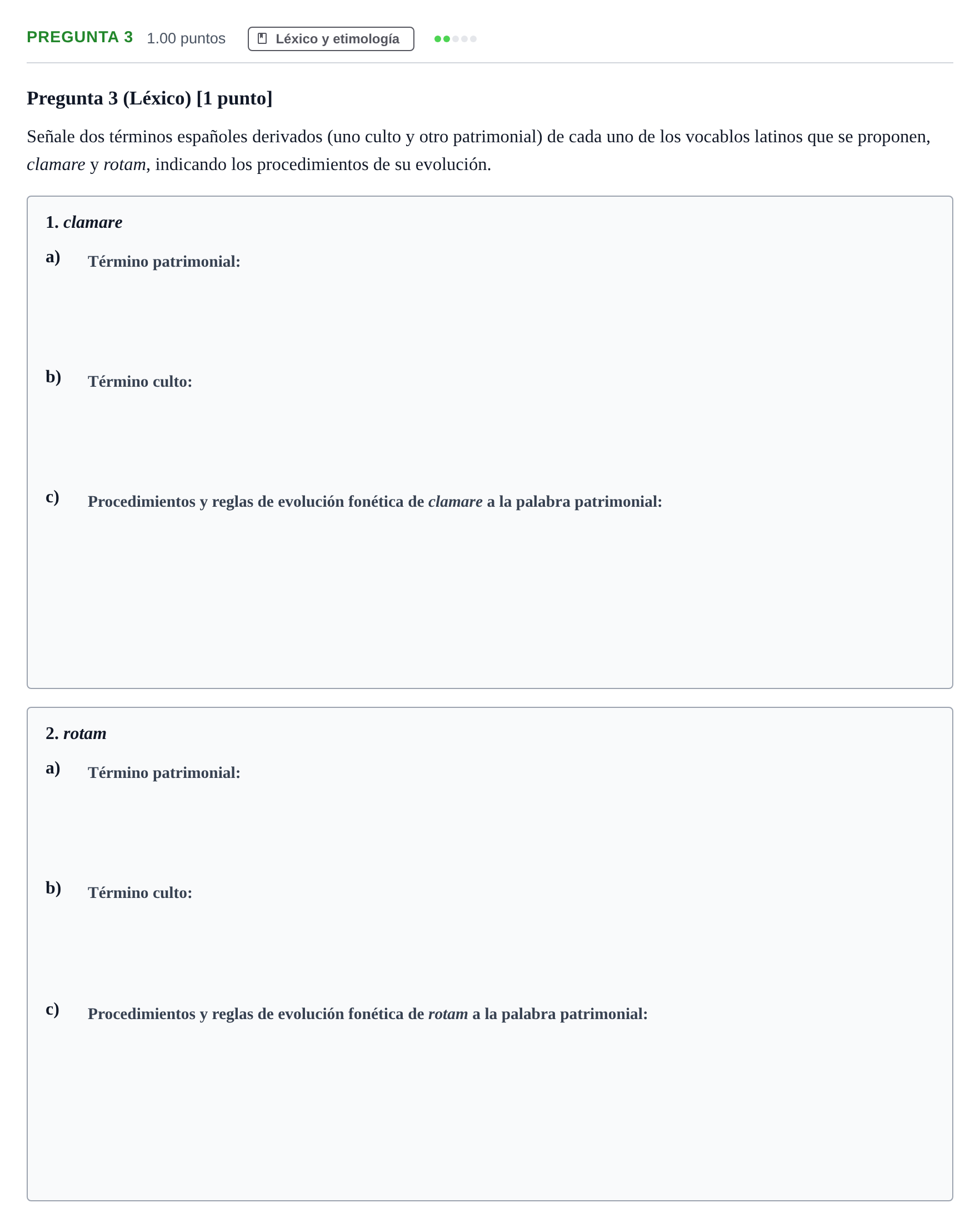 Enunciado: Pregunta 3 · Latín II PAU Andalucía Ordinaria Suplente 2 2025