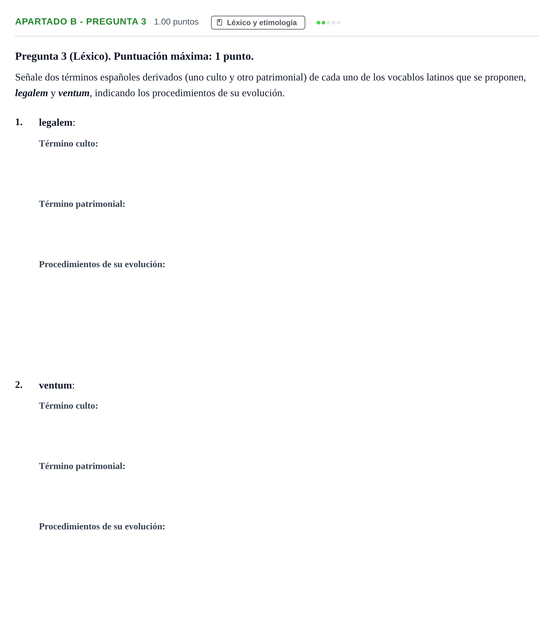 Enunciado: Apartado B - Pregunta 3 · Latín II PAU Andalucía Ordinaria Titular 2025