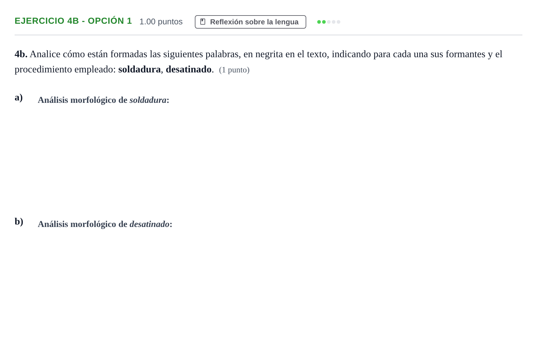 Enunciado: Ejercicio 4b - Opción 1 · Lengua Castellana y Literatura II PAU Andalucía Extraordinaria Suplente 1 2025