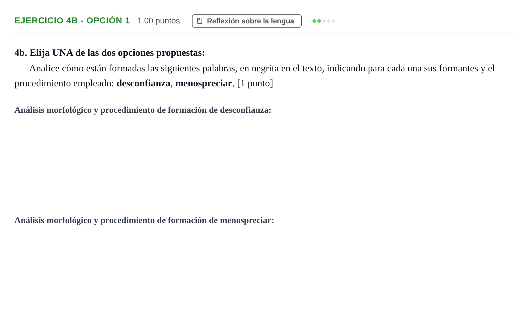Enunciado: Ejercicio 4b - Opción 1 · Lengua Castellana y Literatura II PAU Andalucía Extraordinaria Suplente 2 2025