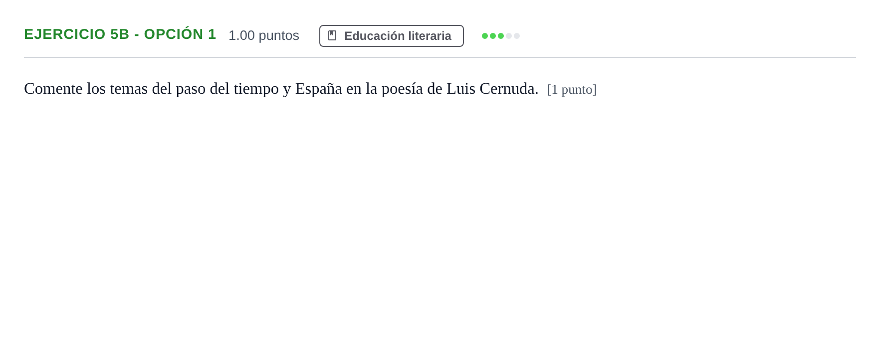 Enunciado: Ejercicio 5b - Opción 1 · Lengua Castellana y Literatura II PAU Andalucía Extraordinaria Suplente 2 2025