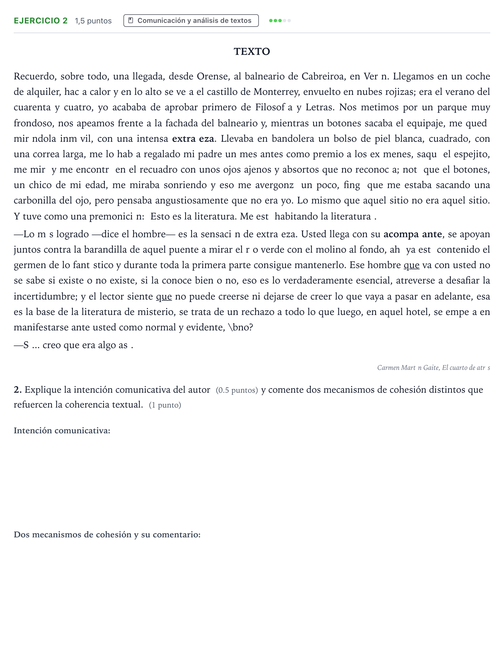 Enunciado: Problema 2 · Lengua Castellana y Literatura II PAU Andalucía Extraordinaria Titular 2025