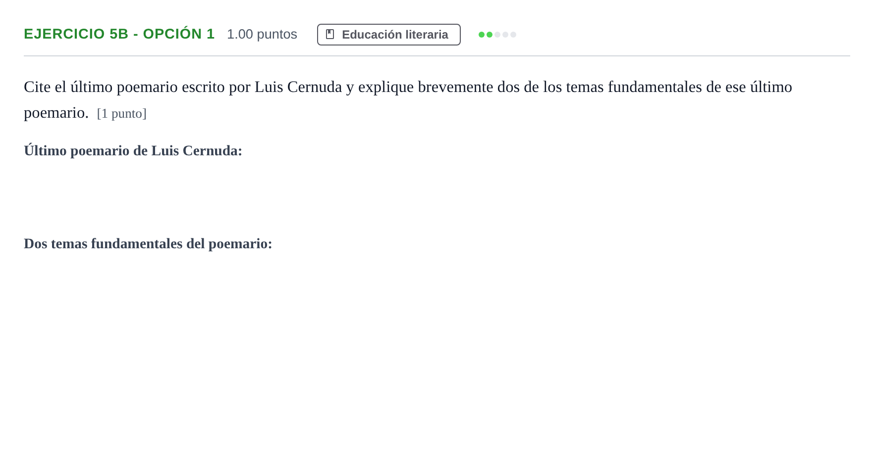Enunciado: Ejercicio 5b - Opción 1 · Lengua Castellana y Literatura II PAU Andalucía Ordinaria Suplente 1 2025