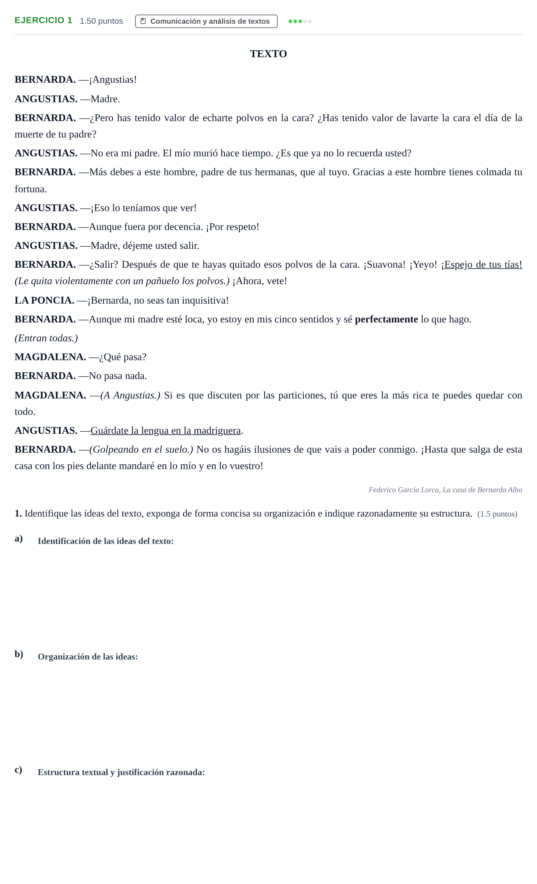 Enunciado: Problema 1 · Lengua Castellana y Literatura II PAU Andalucía Ordinaria Suplente 2 2025