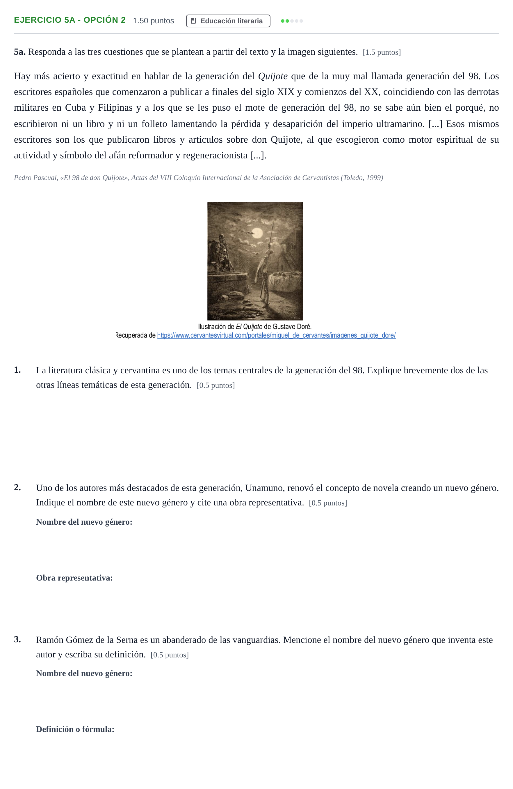 Enunciado: Ejercicio 5a - Opción 2 · Lengua Castellana y Literatura II PAU Andalucía Ordinaria Suplente 2 2025