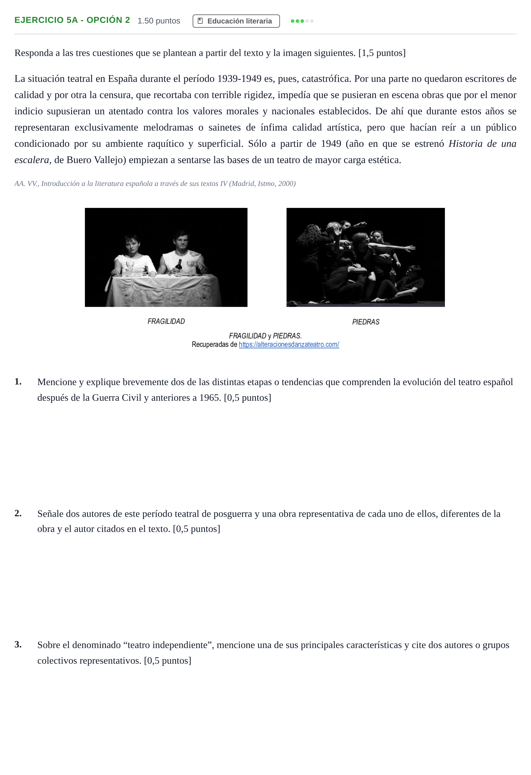 Enunciado: Ejercicio 5a - Opción 2 · Lengua Castellana y Literatura II PAU Andalucía Ordinaria Titular 2025
