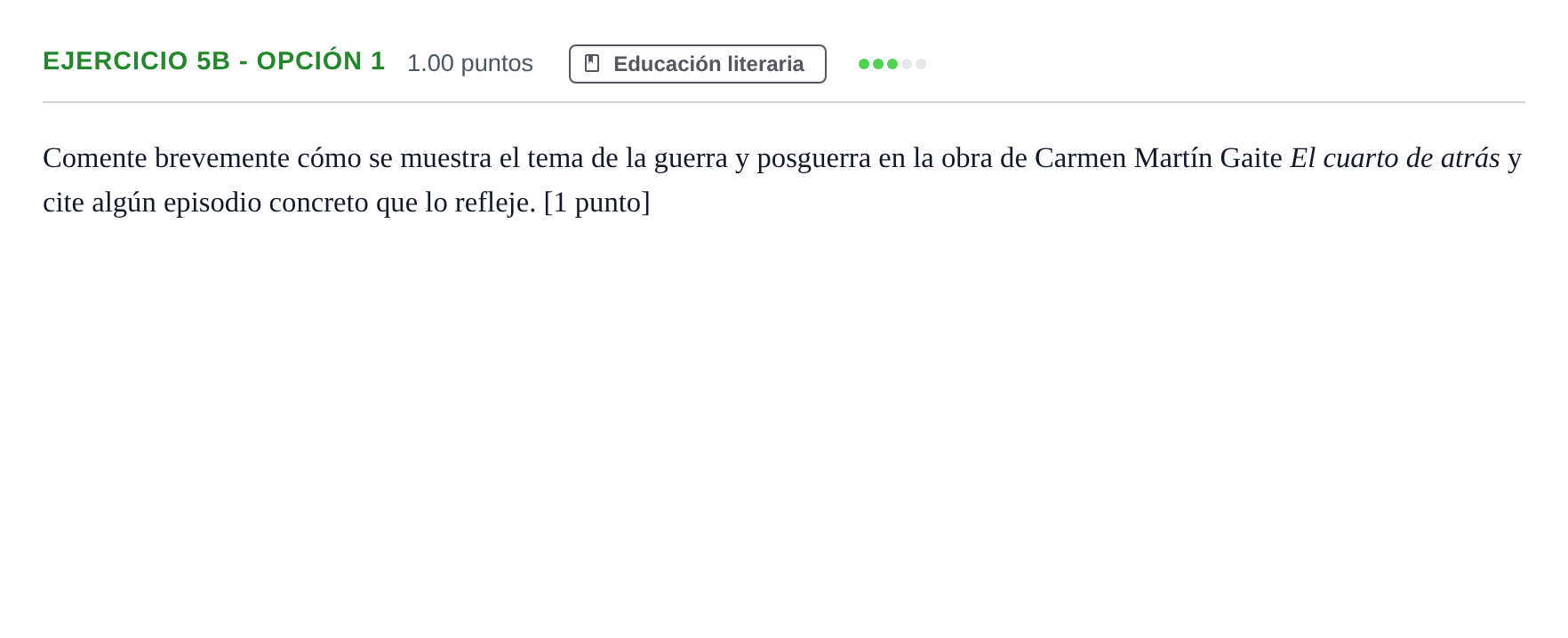 Enunciado: Ejercicio 5b - Opción 1 · Lengua Castellana y Literatura II PAU Andalucía Ordinaria Titular 2025