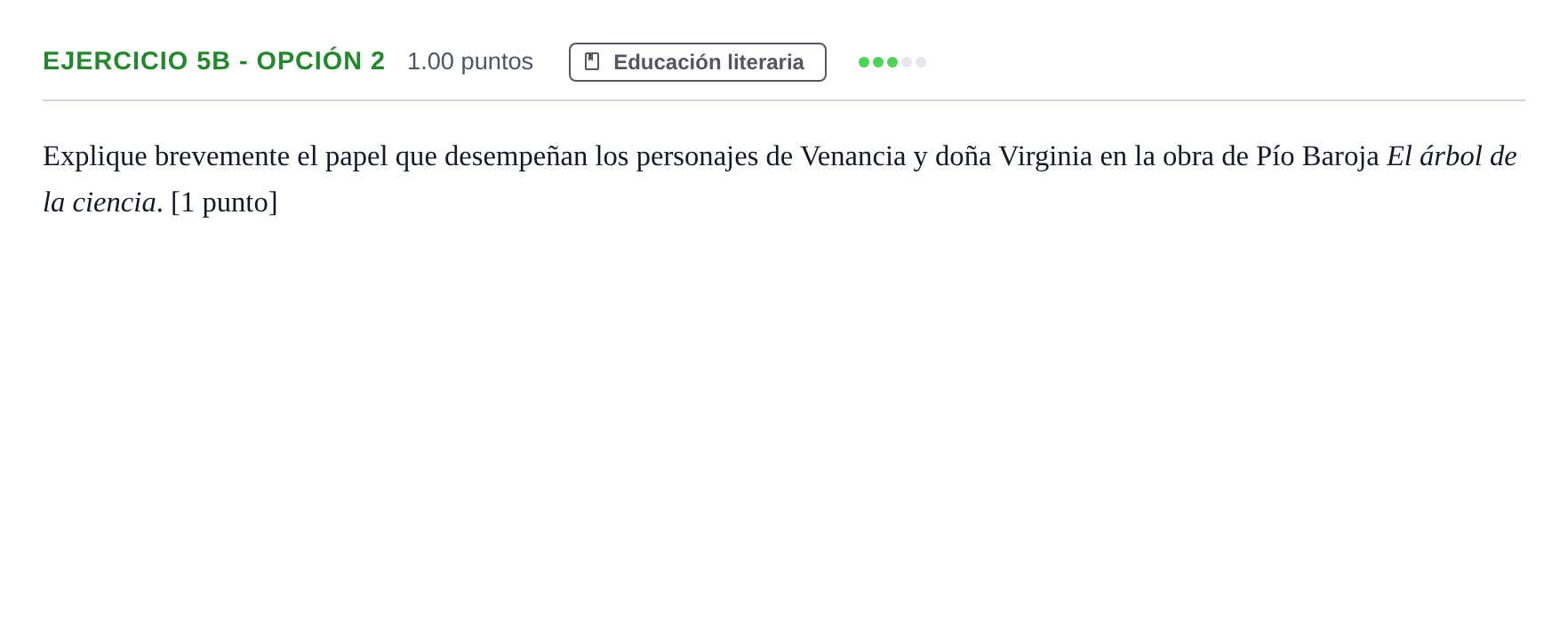 Enunciado: Ejercicio 5b - Opción 2 · Lengua Castellana y Literatura II PAU Andalucía Ordinaria Titular 2025