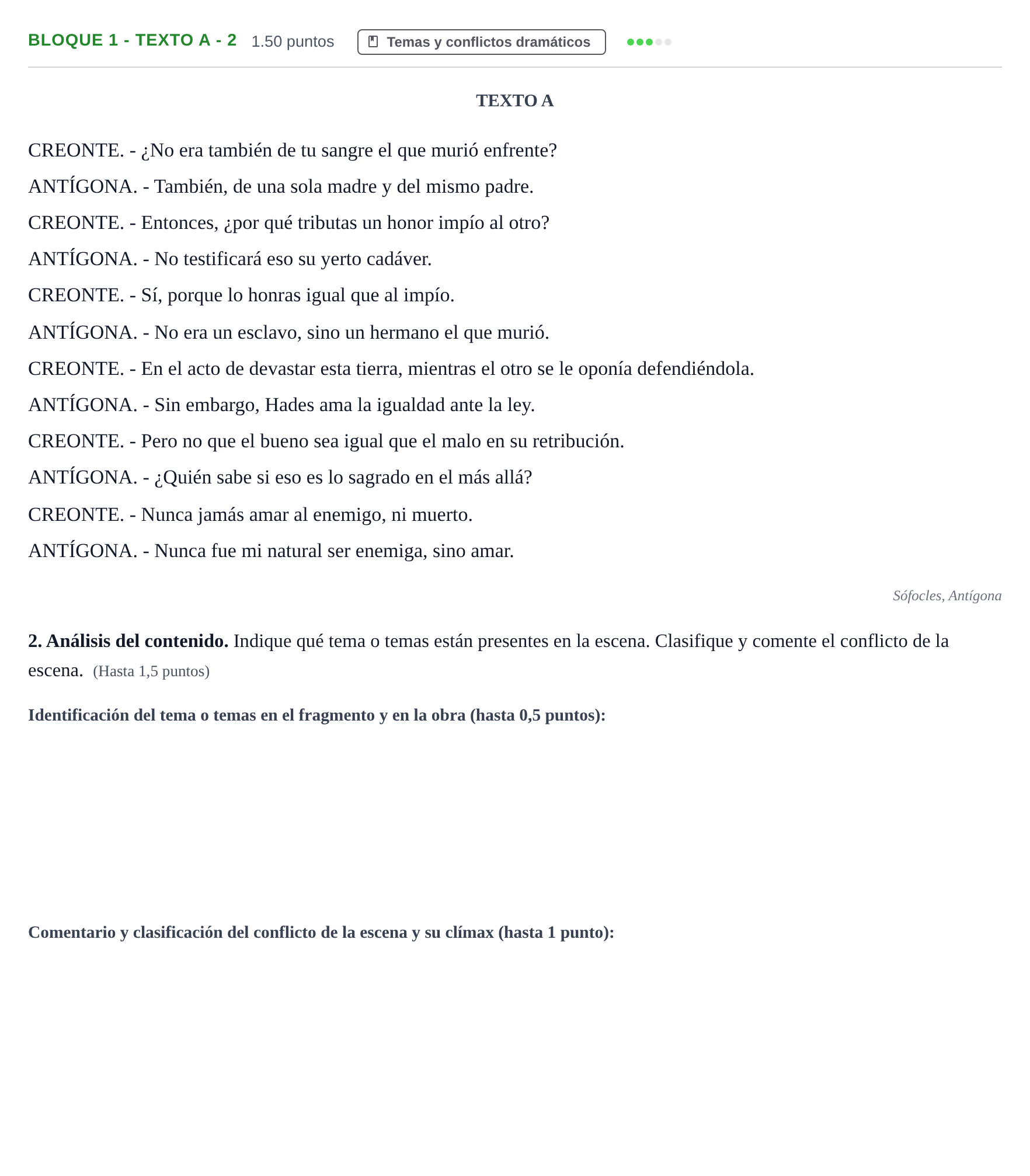 Enunciado: Bloque 1 - Texto A - 2 · Literatura Dramática PAU Andalucía Extraordinaria Titular 2025
