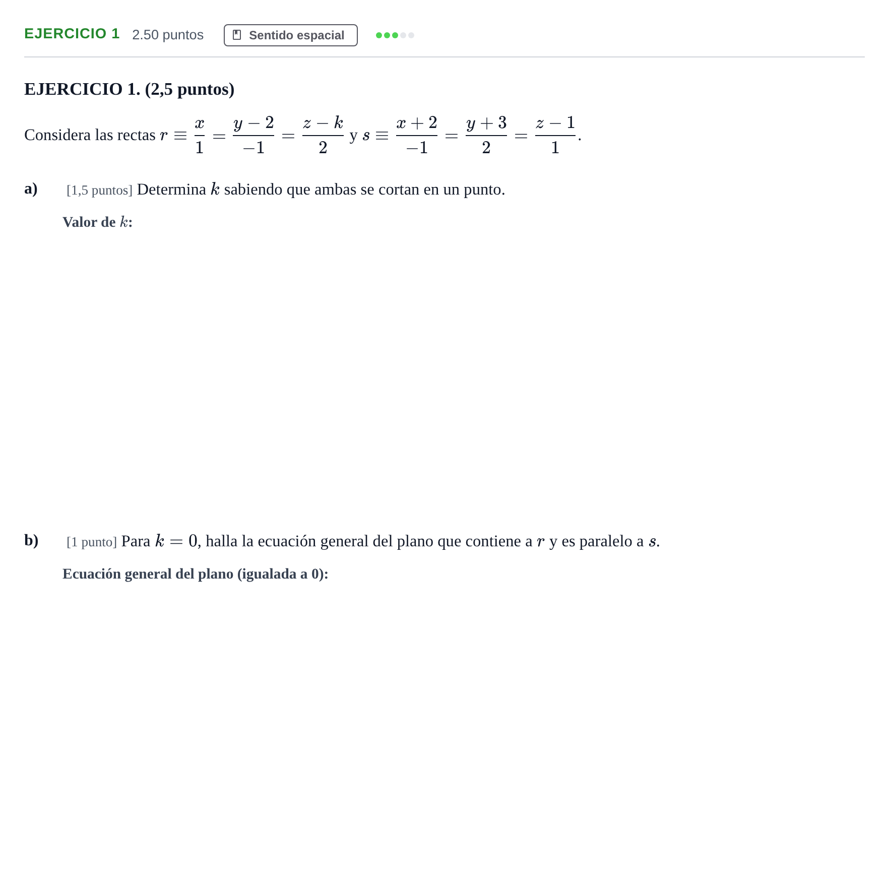 Enunciado: EJERCICIO 1 · Matemáticas II PAU Andalucía Extraordinaria Suplente 1 2025