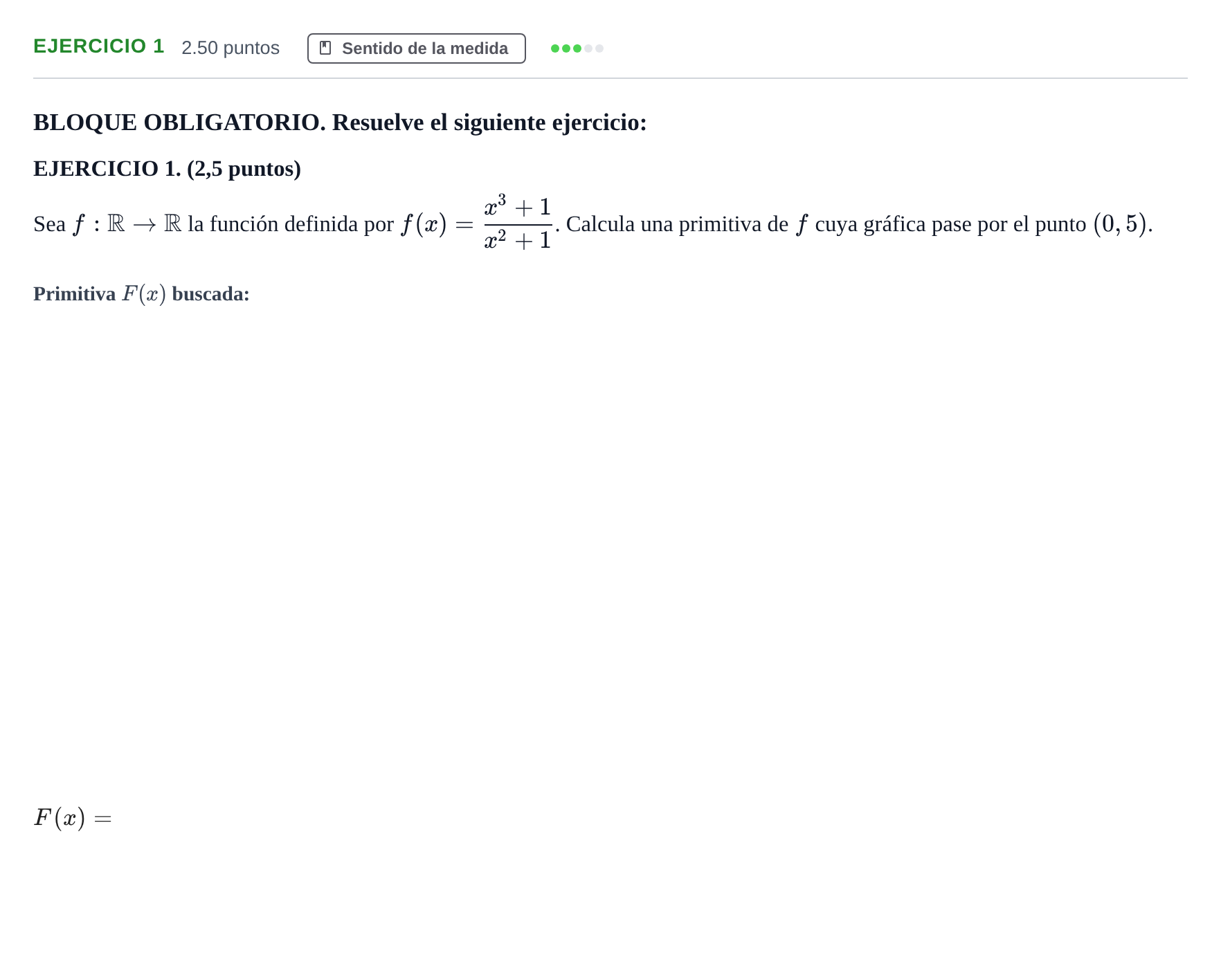 Enunciado: EJERCICIO 1 · Matemáticas II PAU Andalucía Extraordinaria Suplente 2 2025