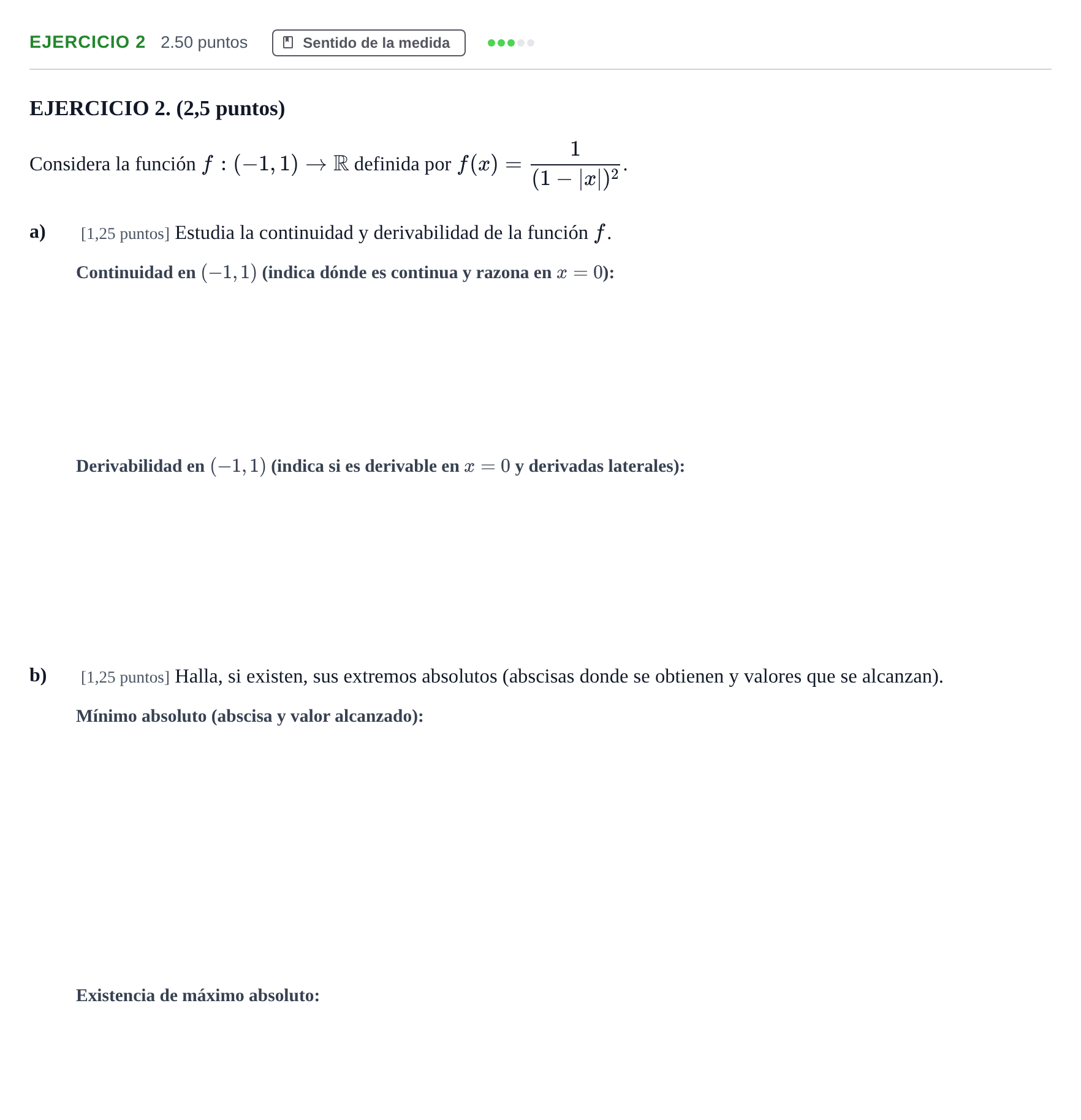 Enunciado: EJERCICIO 2 · Matemáticas II PAU Andalucía Extraordinaria Suplente 2 2025