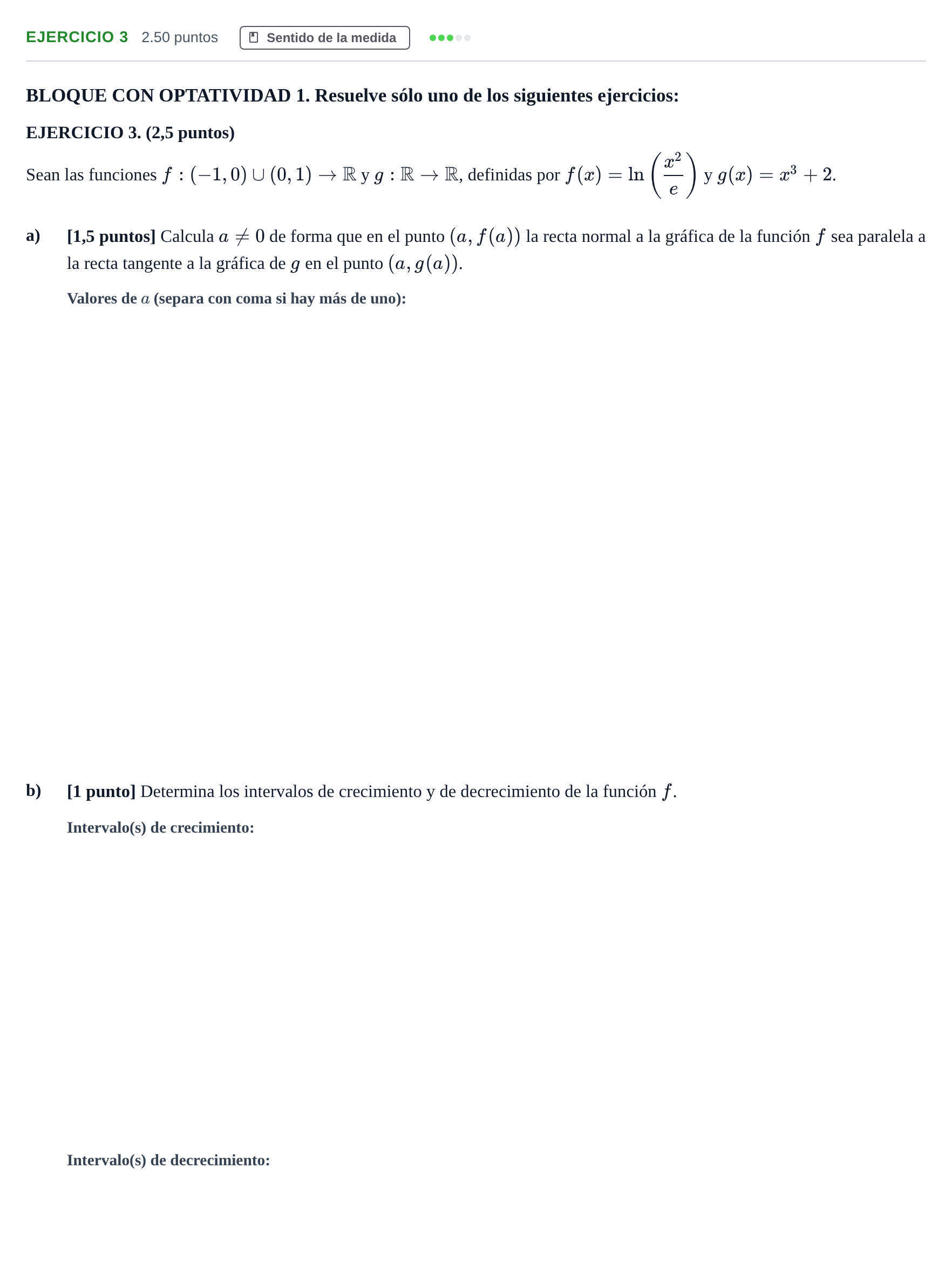 Enunciado: EJERCICIO 3 · Matemáticas II PAU Andalucía Extraordinaria Suplente 2 2025