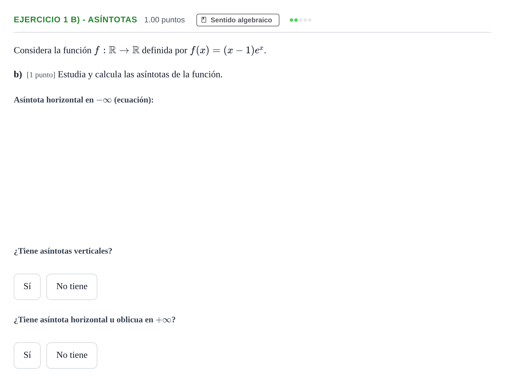 Enunciado: Ejercicio 1 b) - Asíntotas · Matemáticas II PAU Andalucía Ordinaria Suplente 1 2025