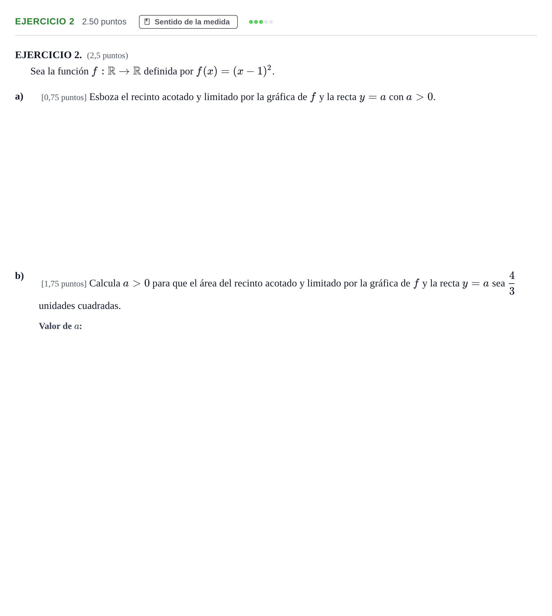 Enunciado: EJERCICIO 2 · Matemáticas II PAU Andalucía Ordinaria Suplente 1 2025