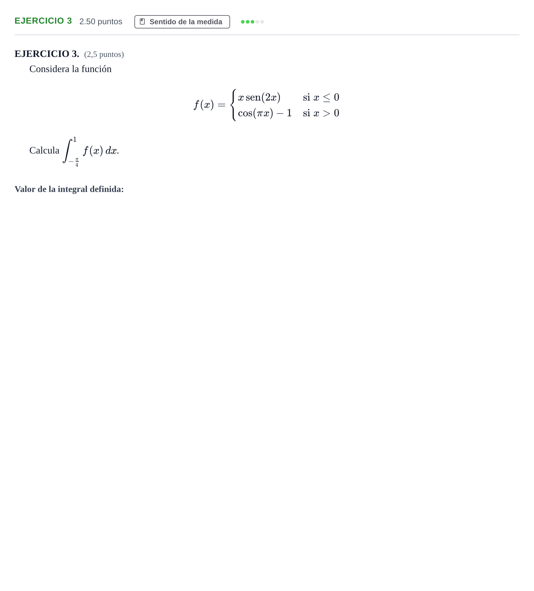 Enunciado: EJERCICIO 3 · Matemáticas II PAU Andalucía Ordinaria Suplente 1 2025