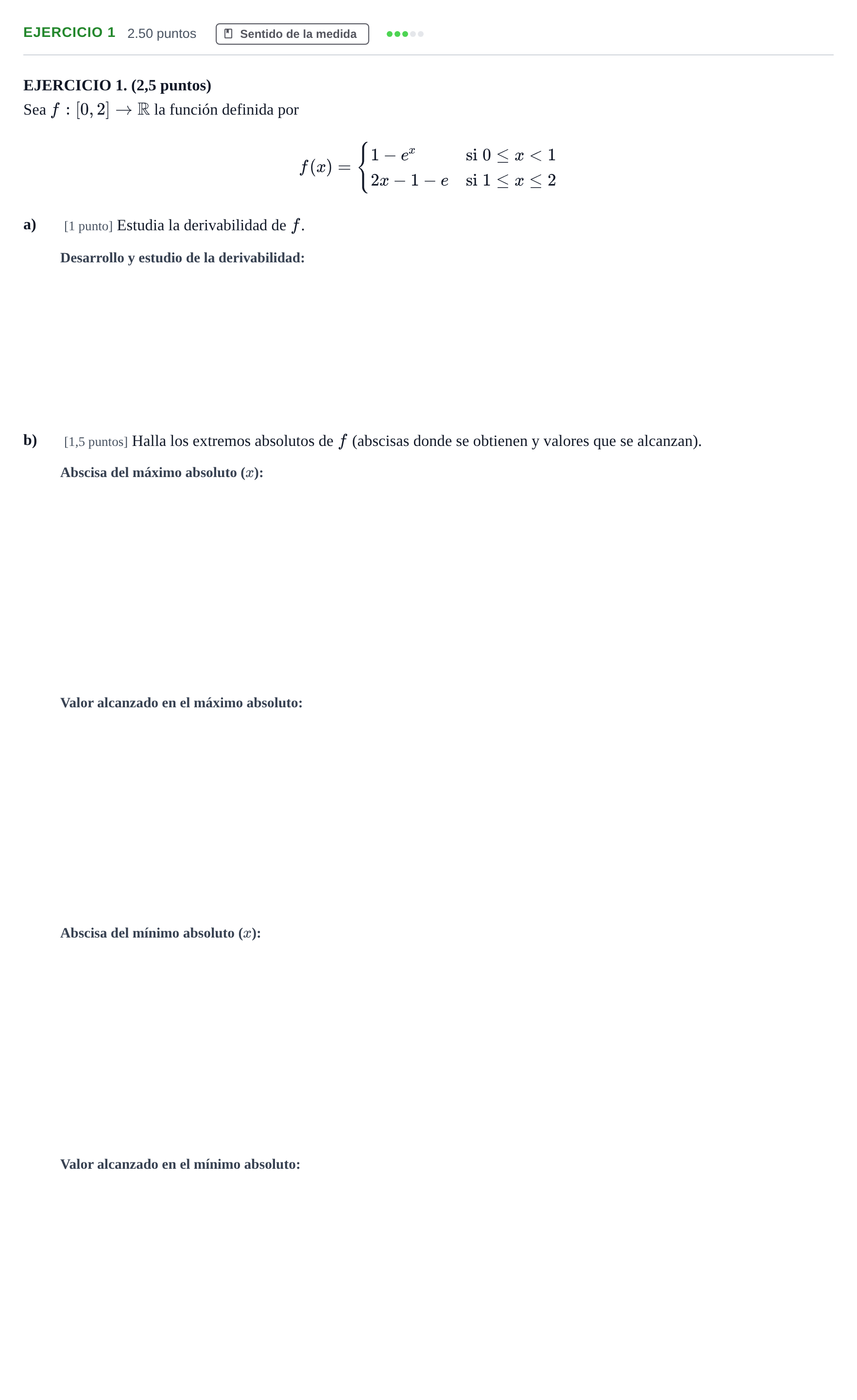 Enunciado: Ejercicio 1 · Matemáticas II PAU Andalucía Ordinaria Suplente 2 2025