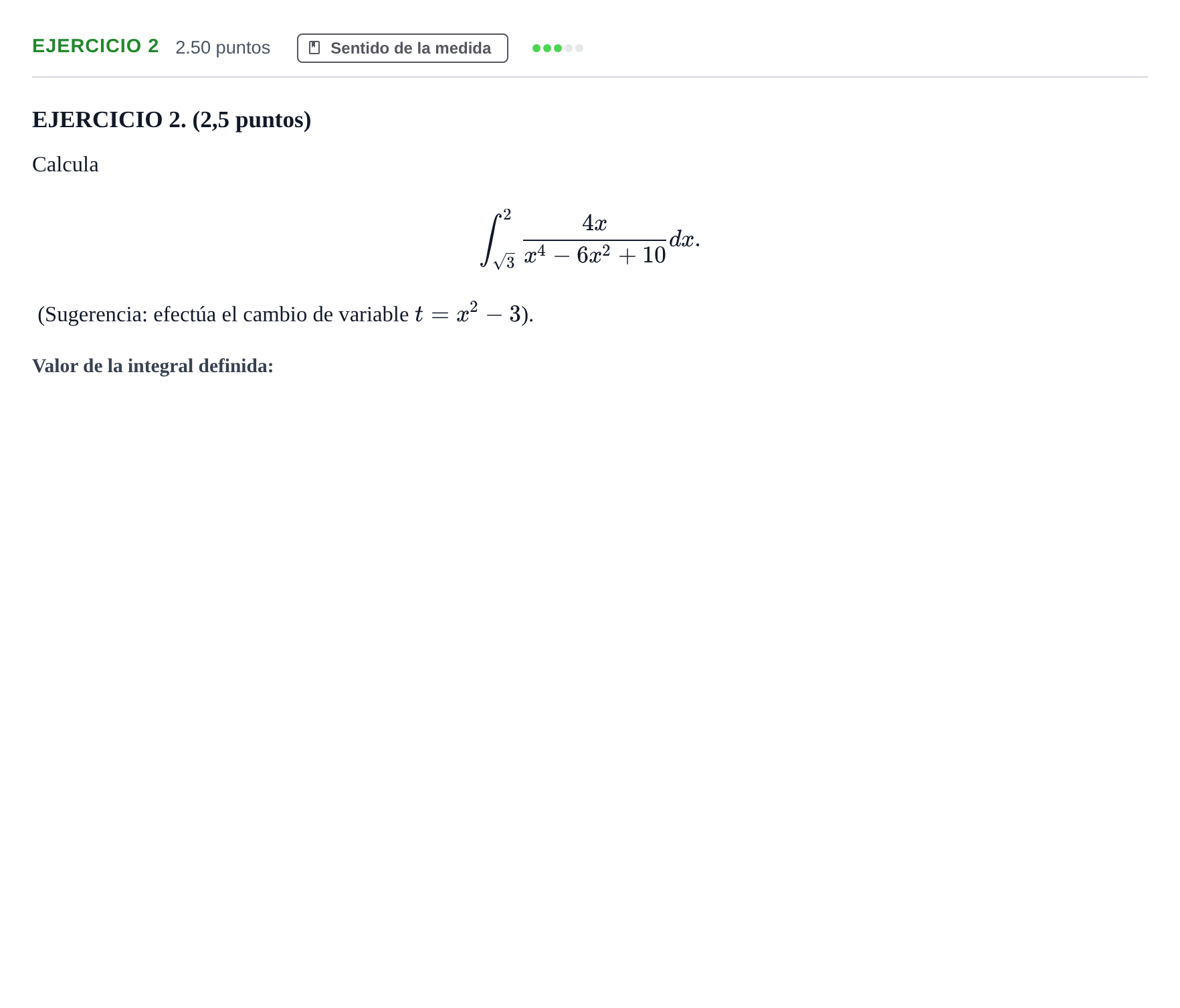 Enunciado: Ejercicio 2 · Matemáticas II PAU Andalucía Ordinaria Suplente 2 2025