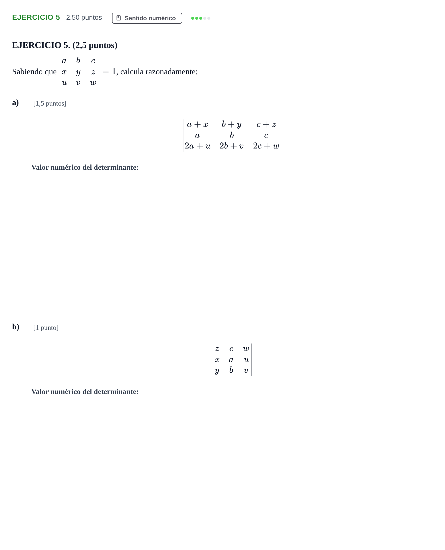 Enunciado: Ejercicio 5 · Matemáticas II PAU Andalucía Ordinaria Suplente 2 2025