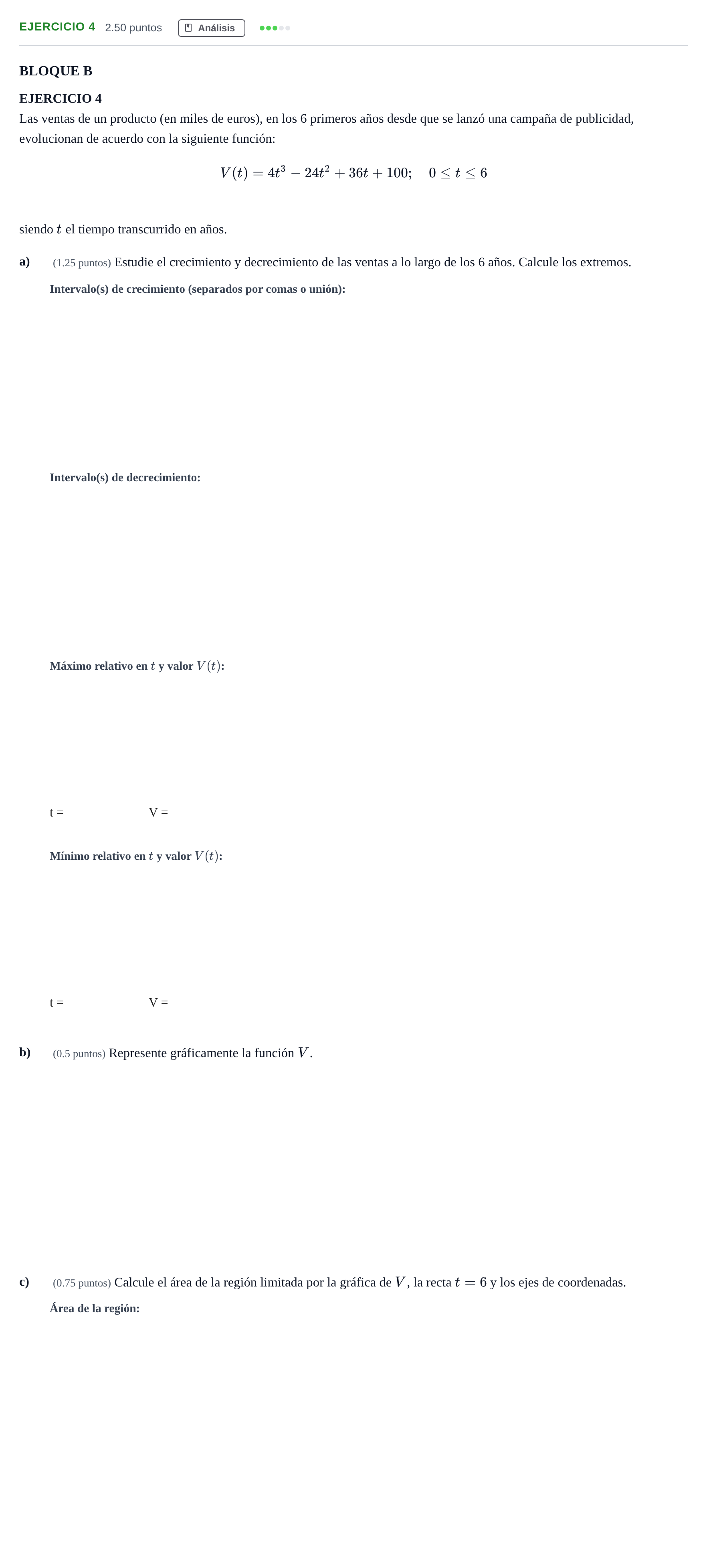 Enunciado: Ejercicio 4 · Matemáticas aplicadas a las Ciencias Sociales II PAU Andalucía Extraordinaria Suplente 1 2025