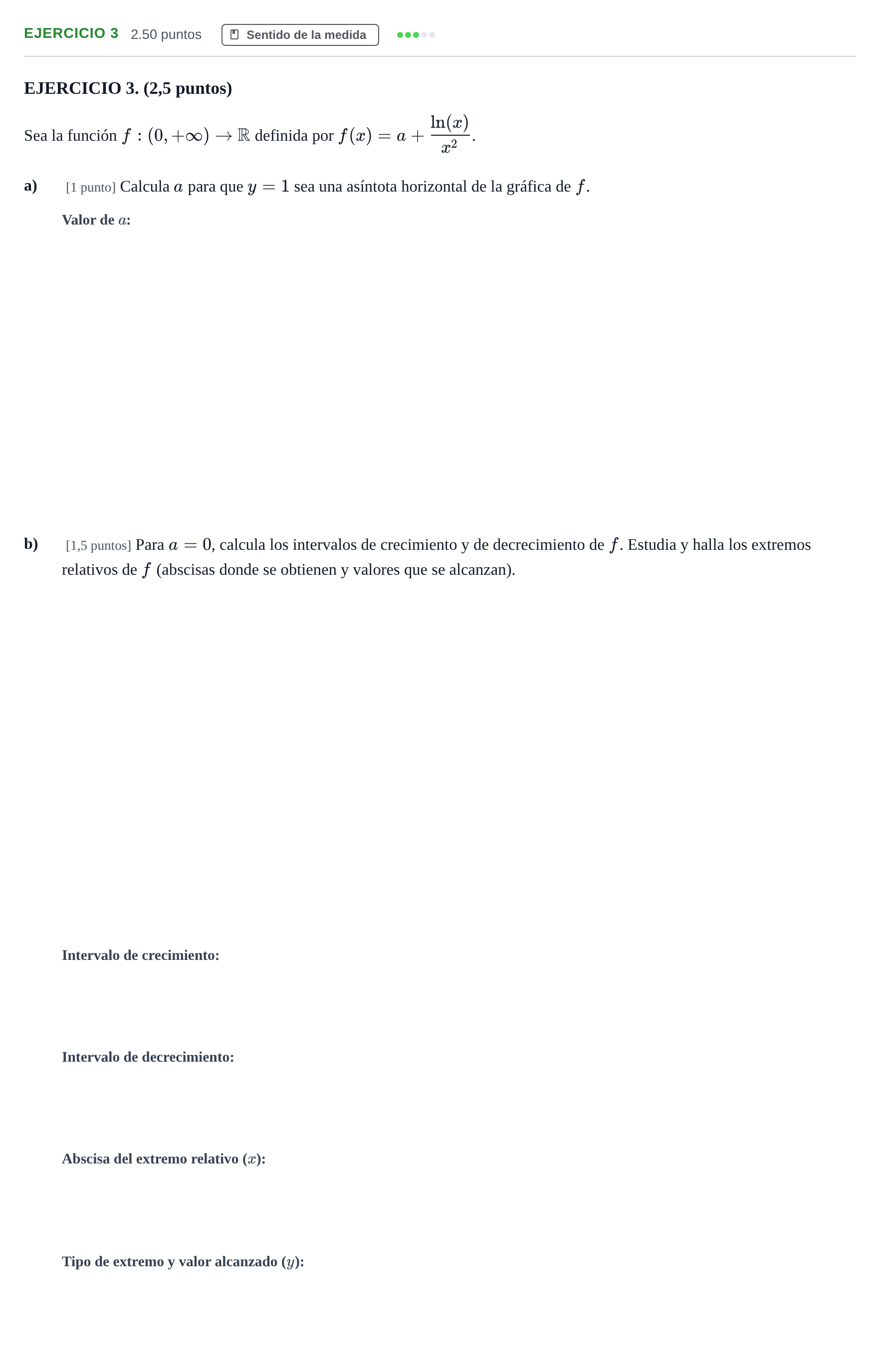 Enunciado: Ejercicio 3 · Matemáticas II PAU Andalucía Ordinaria Titular 2025