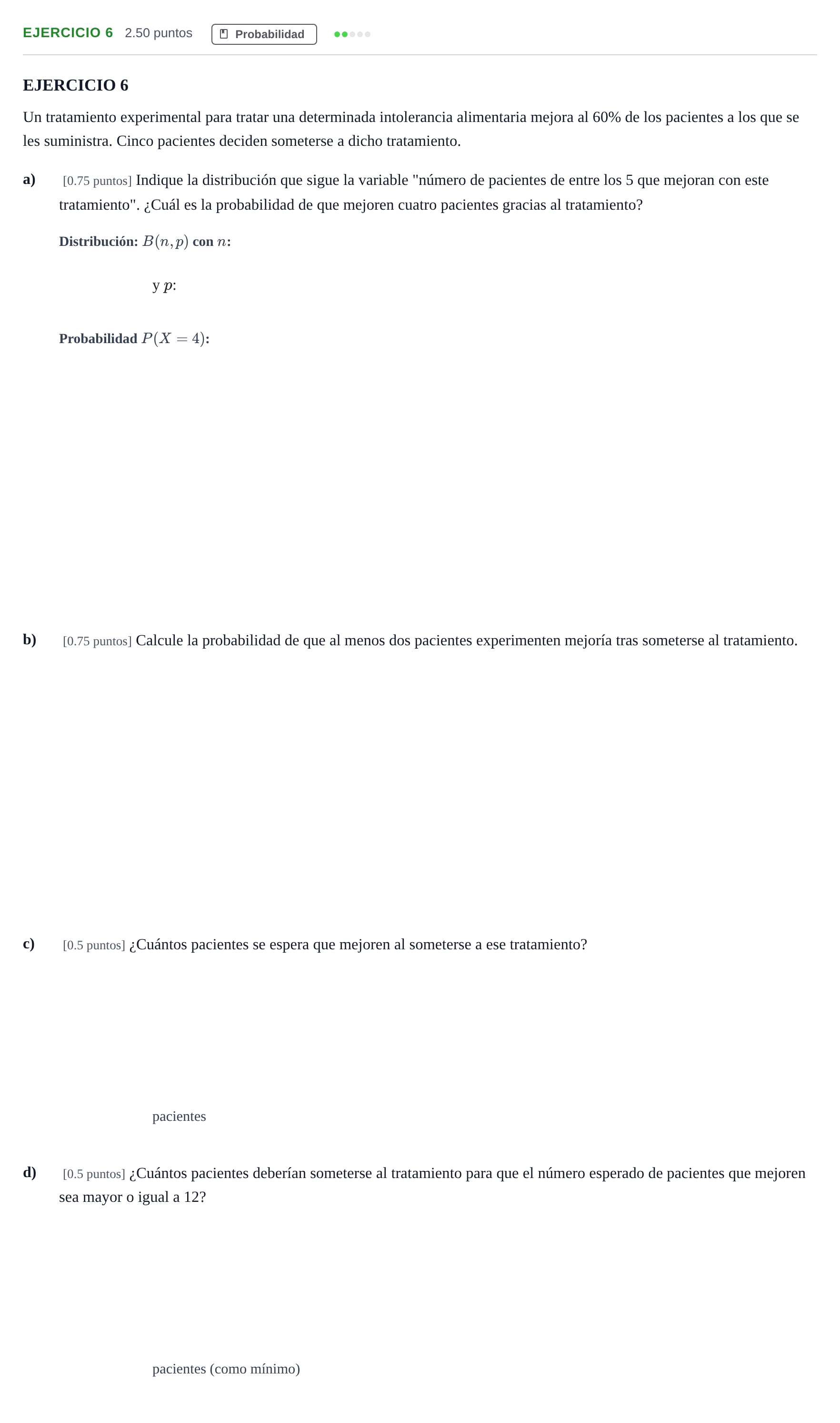 Enunciado: Ejercicio 6 · Matemáticas aplicadas a las Ciencias Sociales II PAU Andalucía Ordinaria Suplente 2 2025