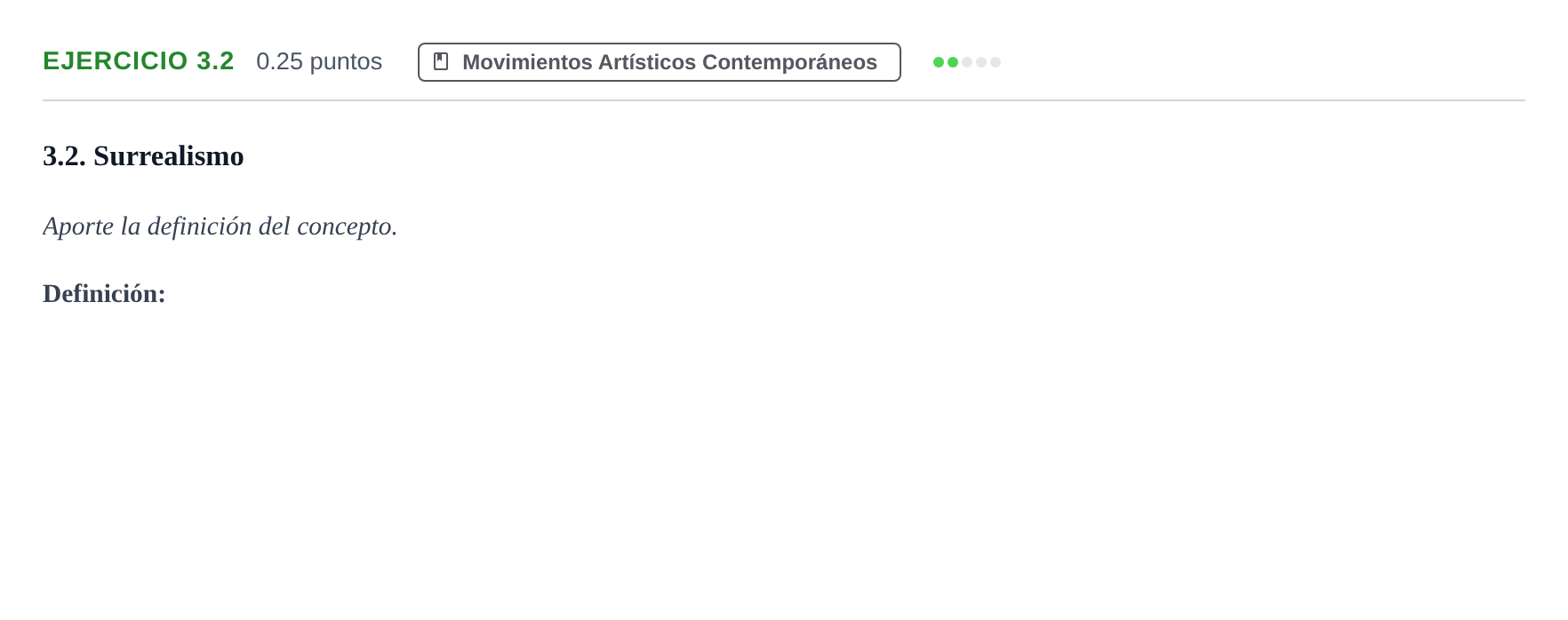 Enunciado: Ejercicio 3.2 · Movimientos Culturales y Artísticos PAU Andalucía Extraordinaria Suplente 1 2025