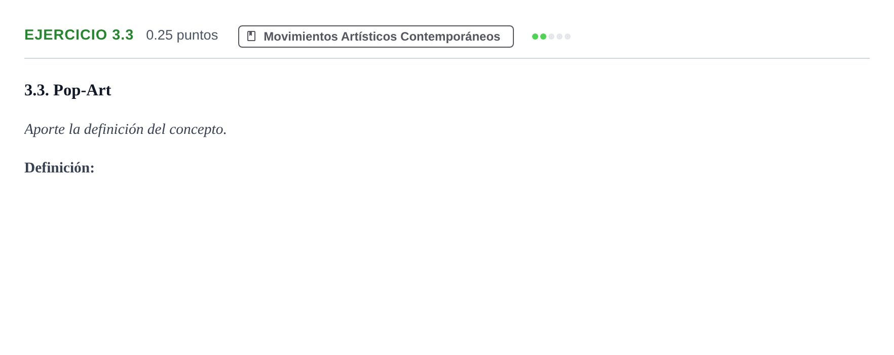 Enunciado: Ejercicio 3.3 · Movimientos Culturales y Artísticos PAU Andalucía Extraordinaria Suplente 1 2025