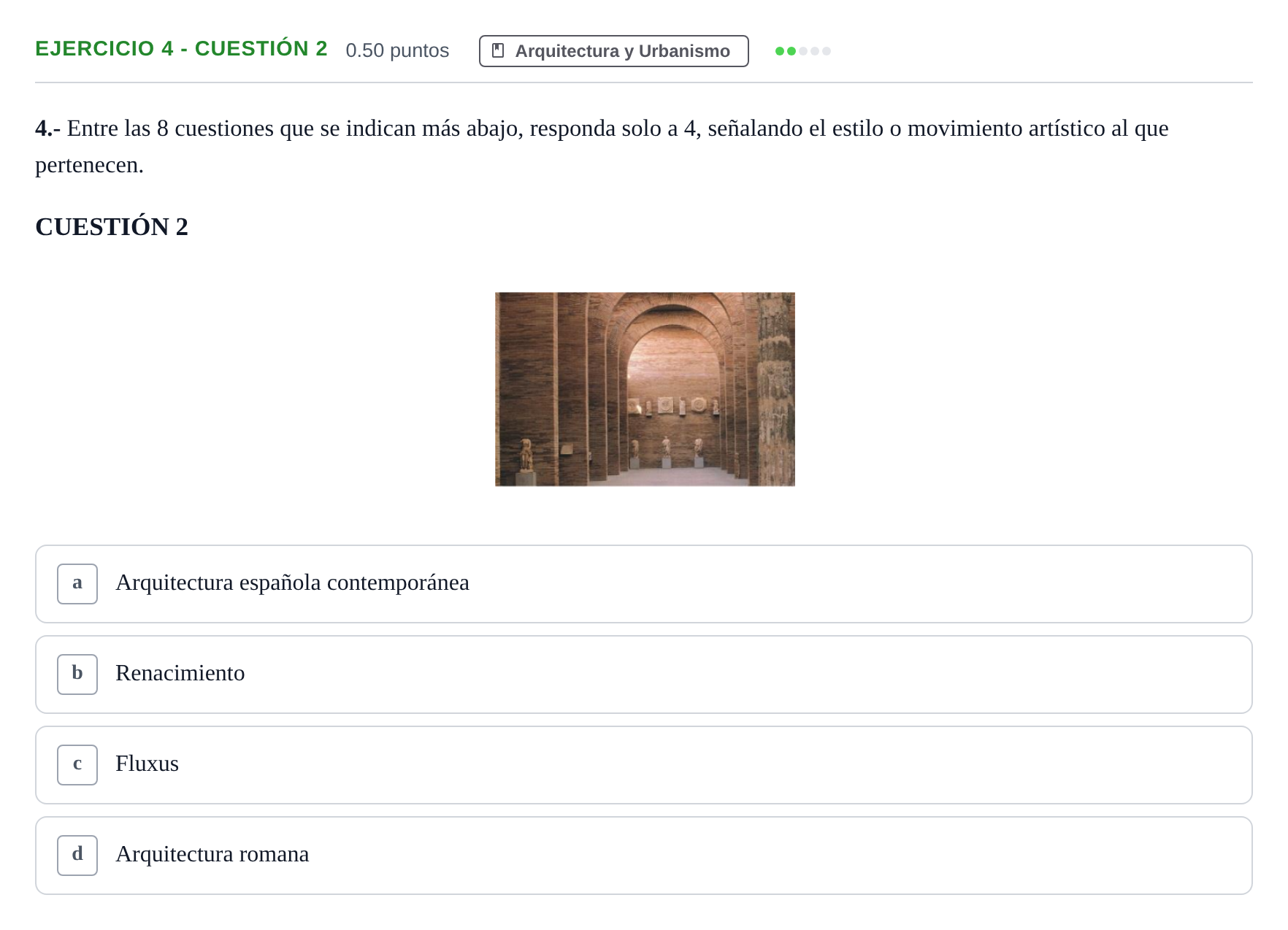 Enunciado: Ejercicio 4 - Cuestión 2 · Movimientos Culturales y Artísticos PAU Andalucía Extraordinaria Suplente 1 2025