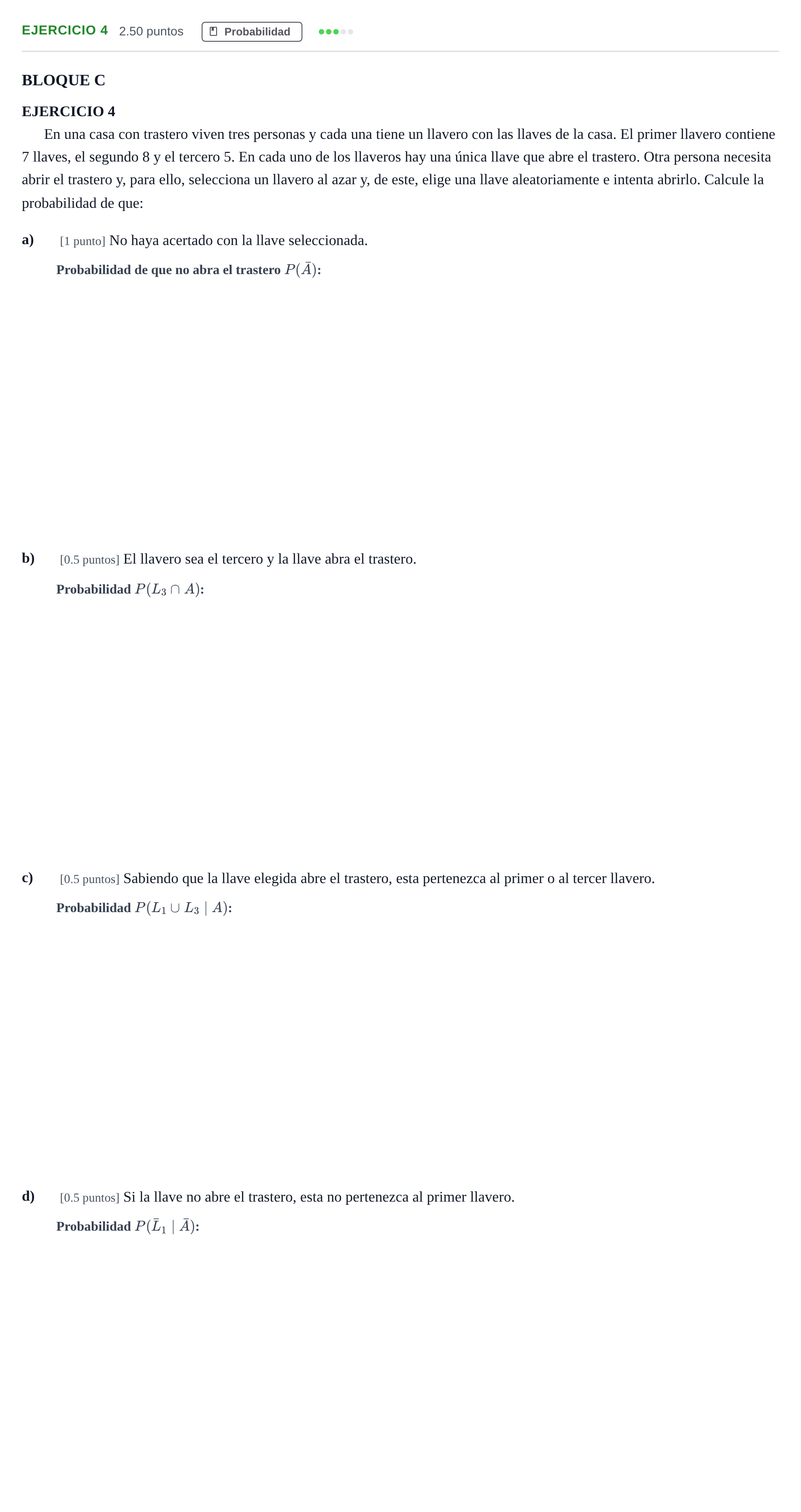 Enunciado: Ejercicio 4 · Matemáticas aplicadas a las Ciencias Sociales II PAU Andalucía Ordinaria Titular 2025