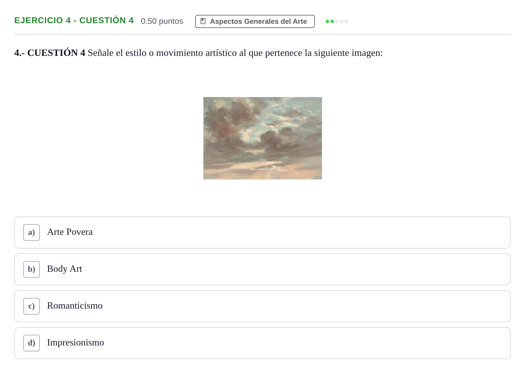 Enunciado: Ejercicio 4 - Cuestión 4 · Movimientos Culturales y Artísticos PAU Andalucía Extraordinaria Suplente 2 2025
