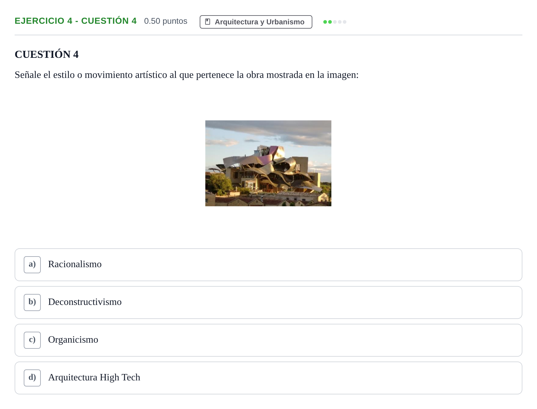 Enunciado: Ejercicio 4 - Cuestión 4 · Movimientos Culturales y Artísticos PAU Andalucía Extraordinaria Titular 2025