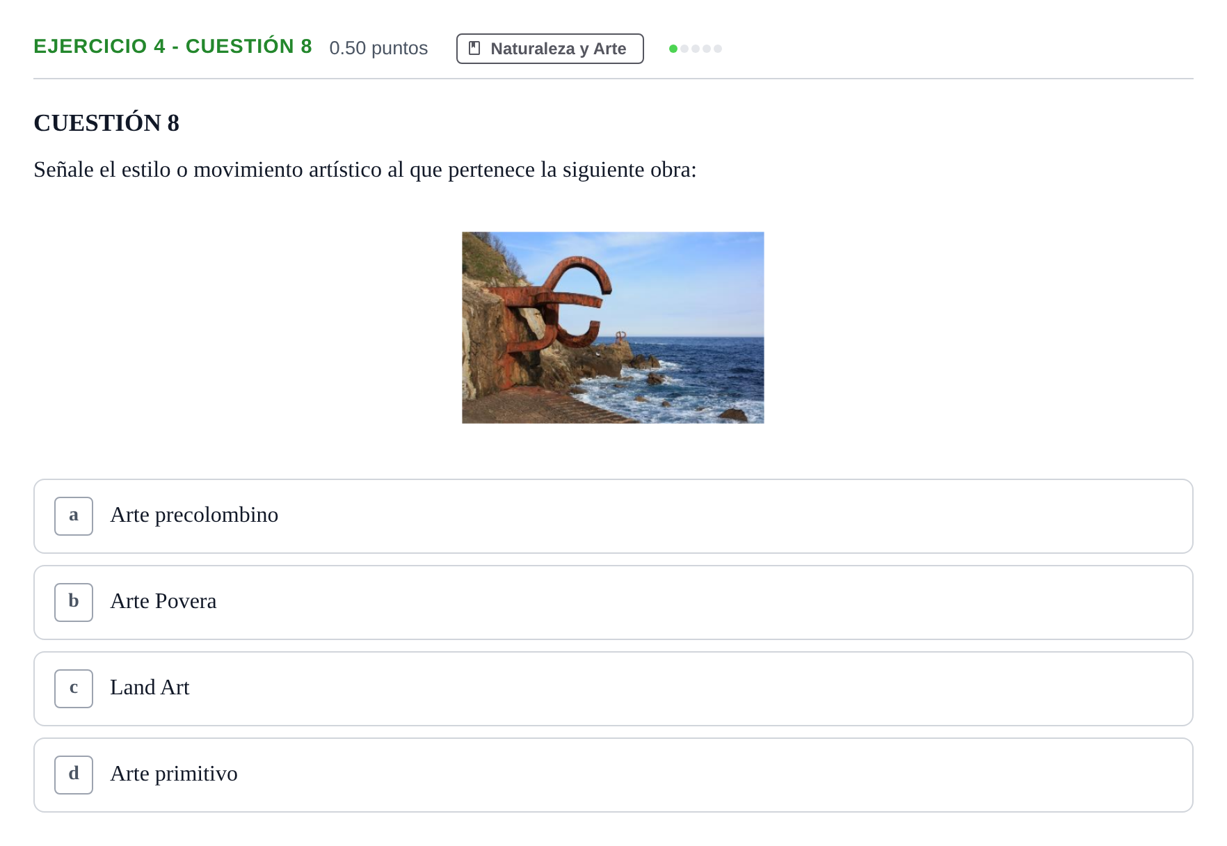 Enunciado: Ejercicio 4 - Cuestión 8 · Movimientos Culturales y Artísticos PAU Andalucía Extraordinaria Titular 2025