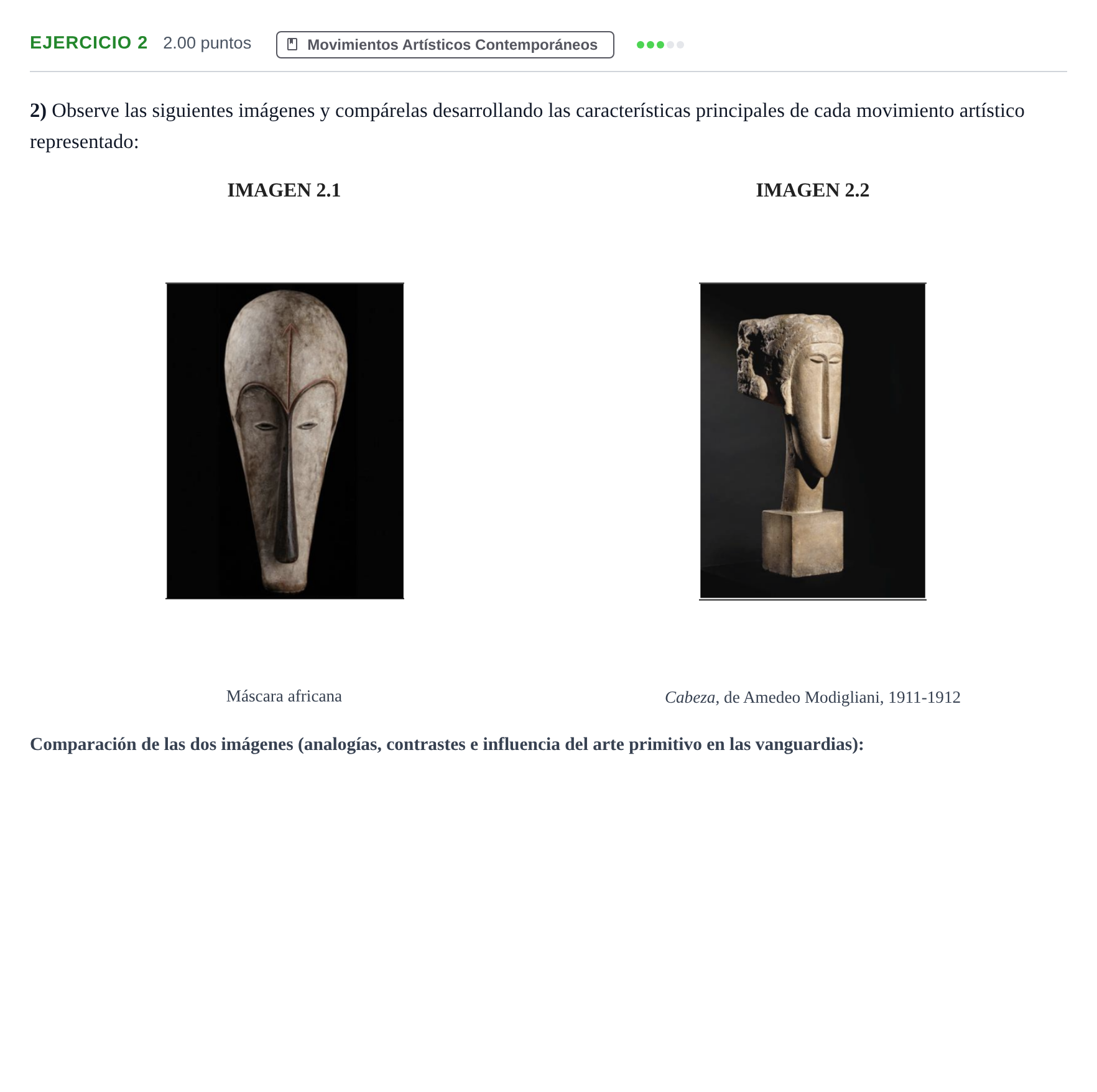Enunciado: Problema 2 · Movimientos Culturales y Artísticos PAU Andalucía Ordinaria Suplente 1 2025