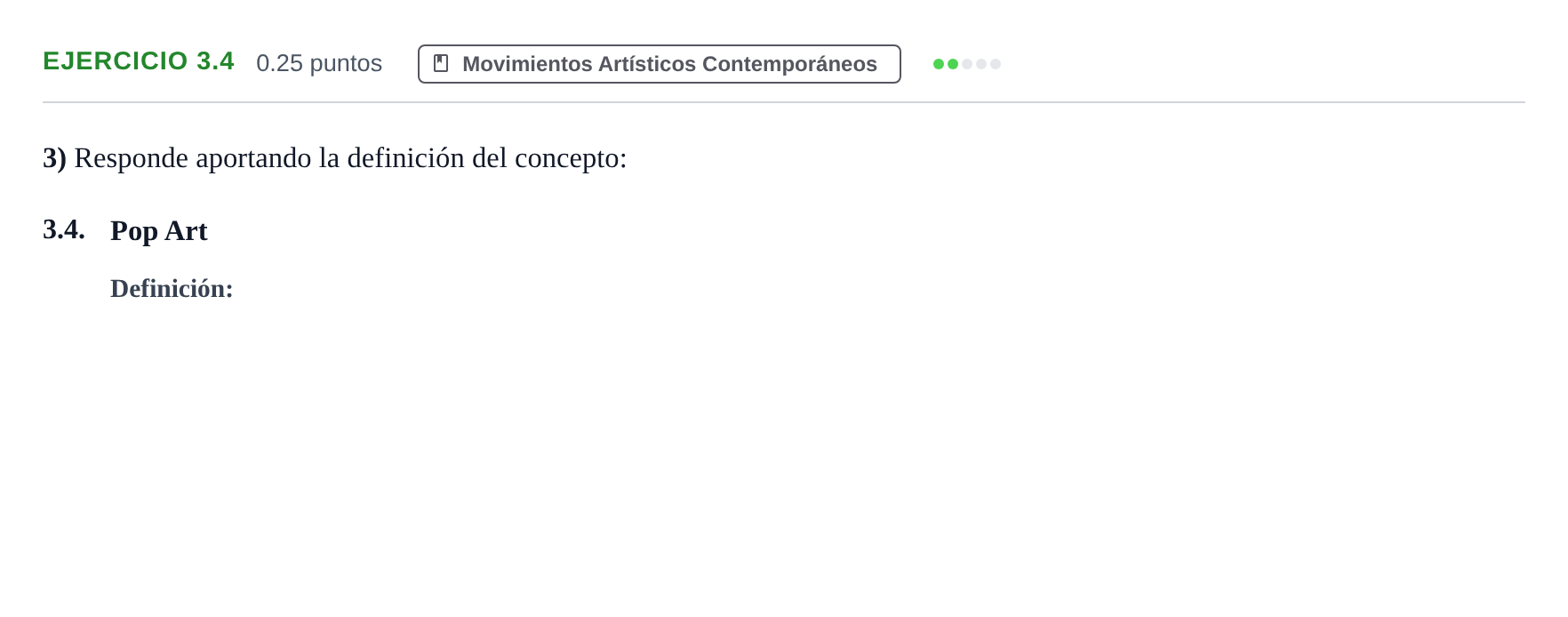 Enunciado: Ejercicio 3.4 · Movimientos Culturales y Artísticos PAU Andalucía Ordinaria Suplente 1 2025