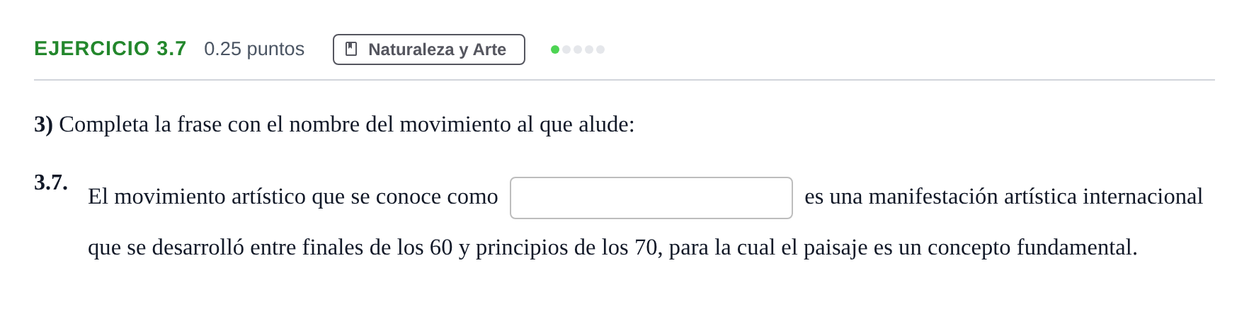 Enunciado: Ejercicio 3.7 · Movimientos Culturales y Artísticos PAU Andalucía Ordinaria Suplente 1 2025