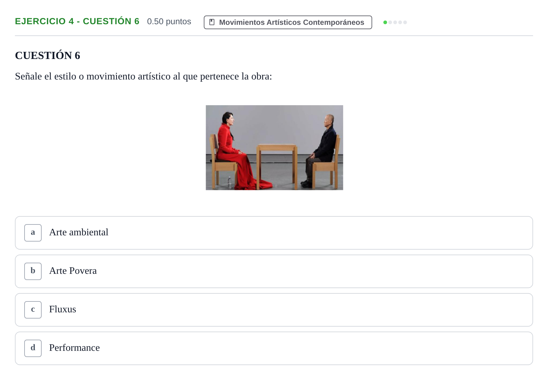 Enunciado: Ejercicio 4 - Cuestión 6 · Movimientos Culturales y Artísticos PAU Andalucía Ordinaria Suplente 1 2025