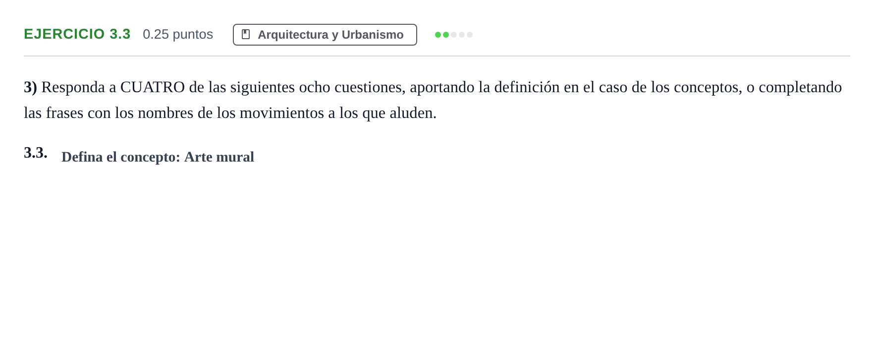 Enunciado: Ejercicio 3.3 · Movimientos Culturales y Artísticos PAU Andalucía Ordinaria Suplente 2 2025