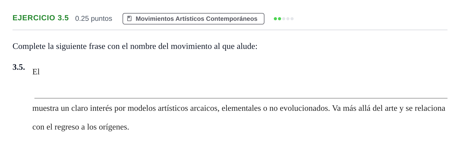 Enunciado: Ejercicio 3.5 · Movimientos Culturales y Artísticos PAU Andalucía Ordinaria Suplente 2 2025