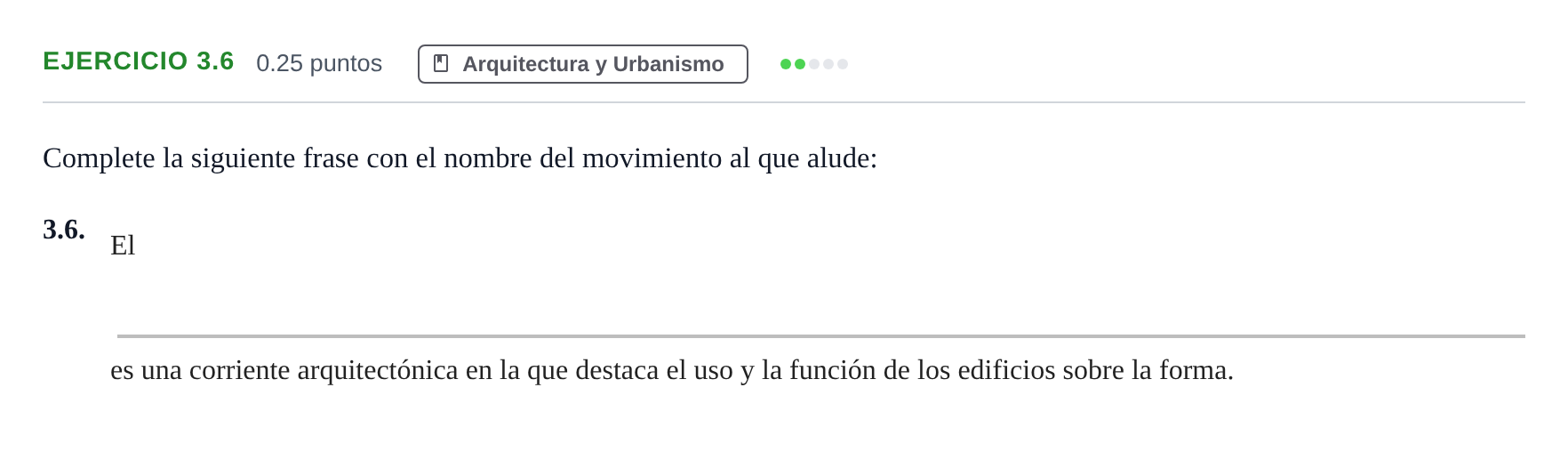Enunciado: Ejercicio 3.6 · Movimientos Culturales y Artísticos PAU Andalucía Ordinaria Suplente 2 2025