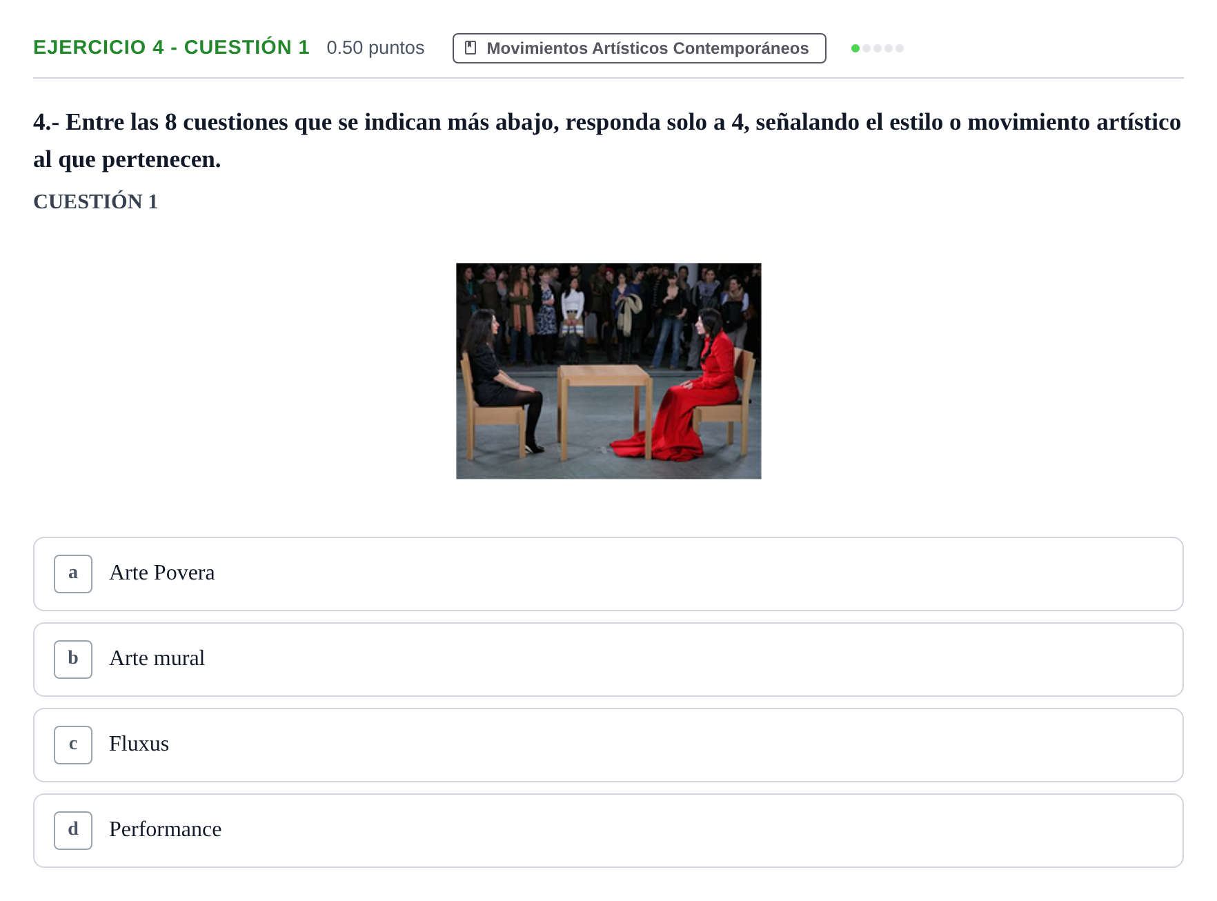 Enunciado: Ejercicio 4 - Cuestión 1 · Movimientos Culturales y Artísticos PAU Andalucía Ordinaria Suplente 2 2025