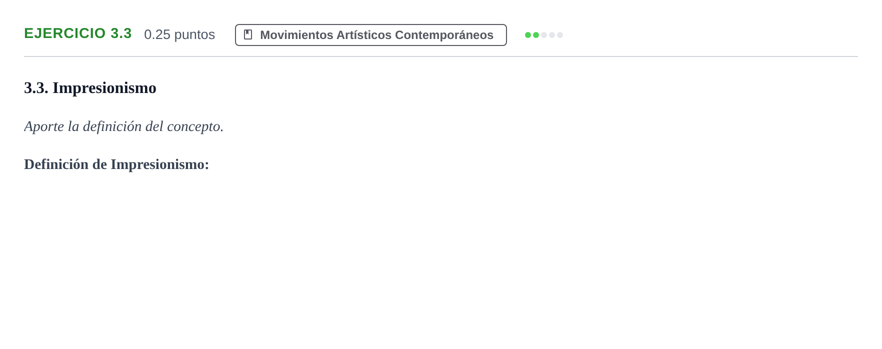Enunciado: Ejercicio 3.3 · Movimientos Culturales y Artísticos PAU Andalucía Ordinaria Titular 2025